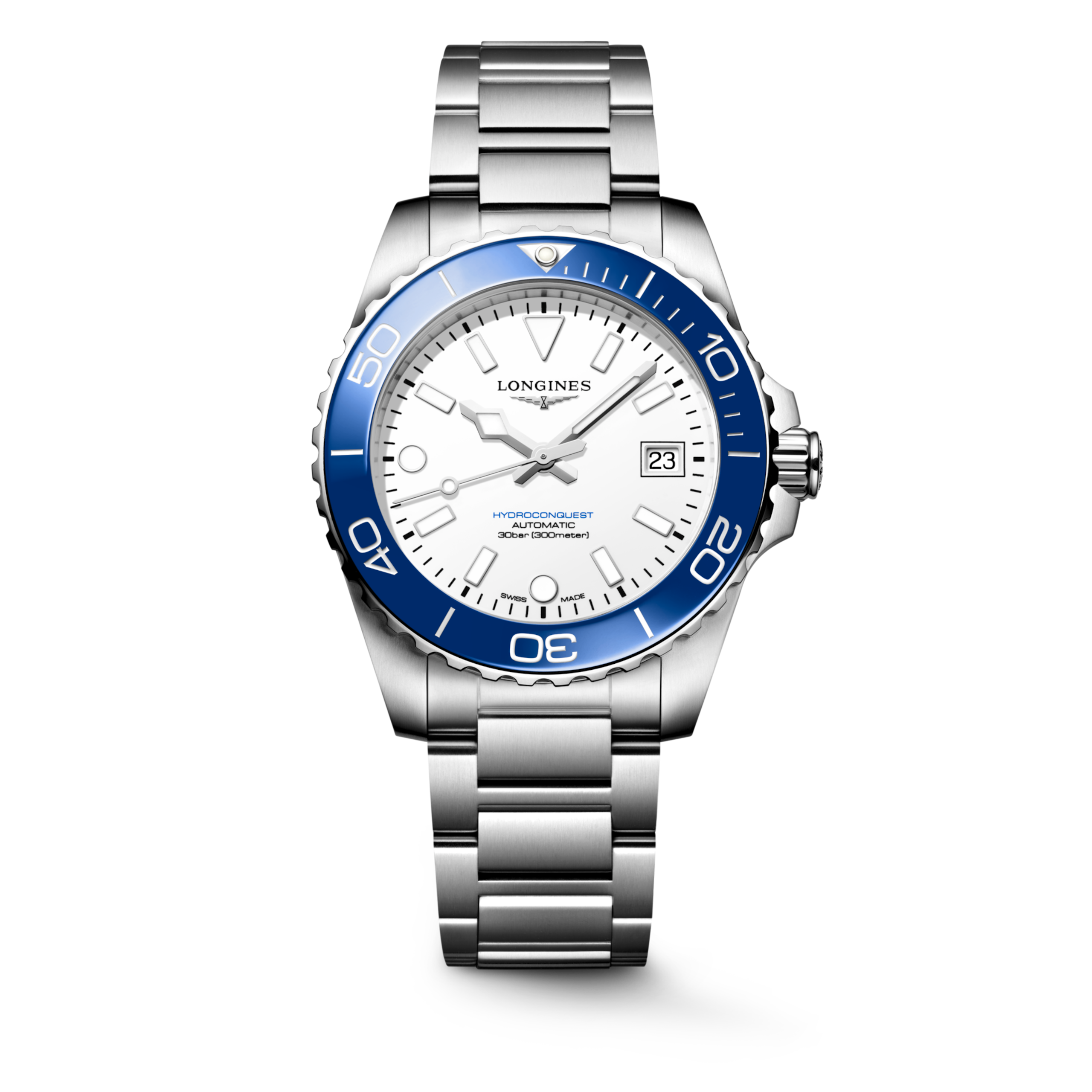 hydroconquest+sylt_edition L3.779.4.19.6 Automatik, Edelstahl und Keramik Lünette, Weiß lackiert, poliert, Armband Watch - Uhren-Soldier