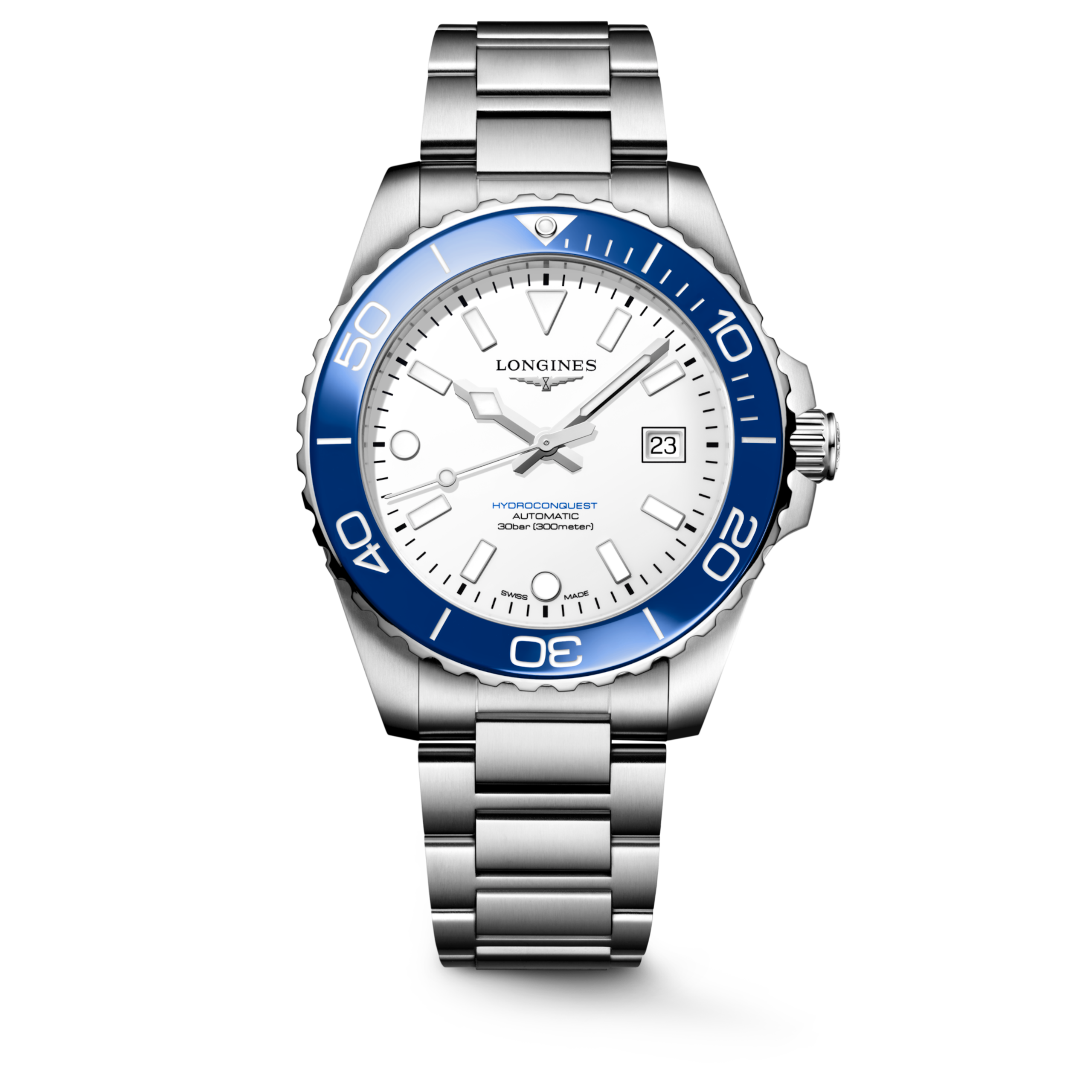 hydroconquest+sylt_edition L3.788.4.19.6 Automatik, Edelstahl und Keramik Lünette, Weiß lackiert, poliert, Armband Watch - Uhren-Soldier