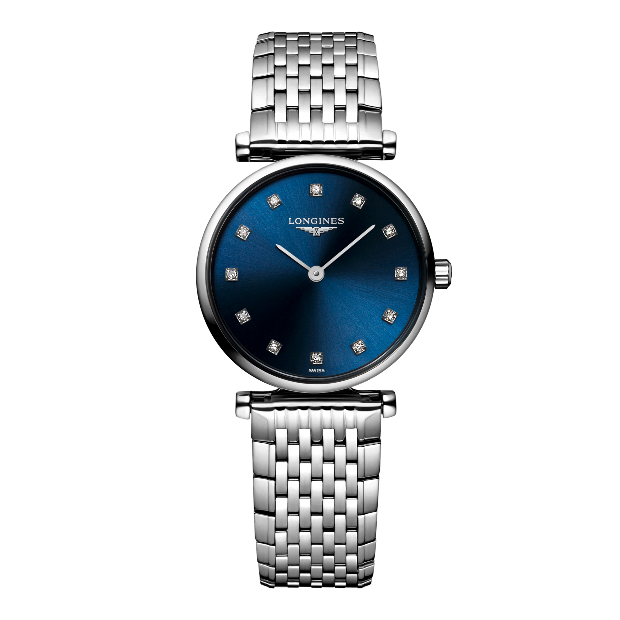 LONGINES ロンジン シルバー スクエア 青文字盤 メッシュベルト 2針 