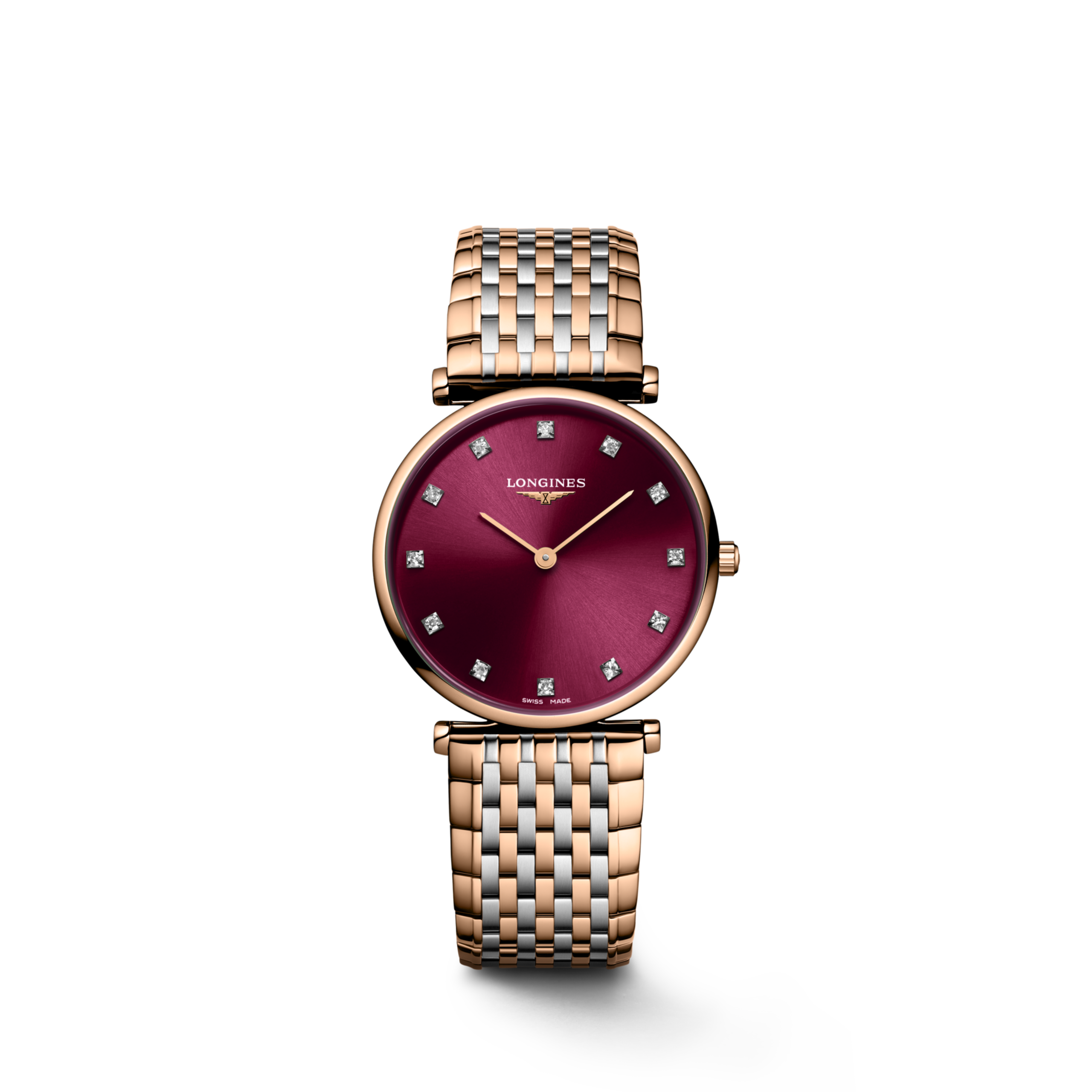 LA GRANDE CLASSIQUE DE LONGINES L4.512.1.68.7 Quartz, Stainless steel and red PVD coating, Red, Bracelet Watch - Watch soldier