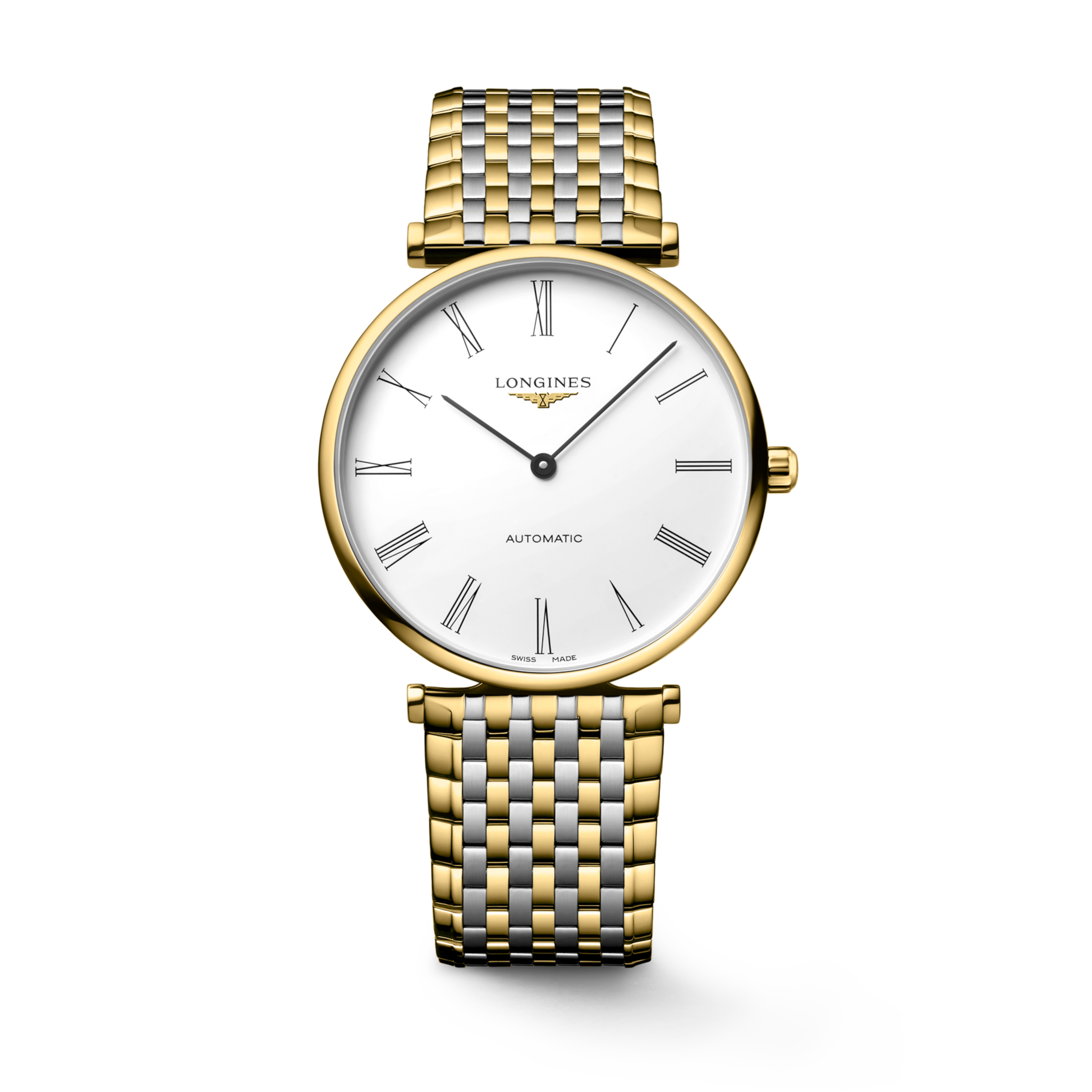 LA GRANDE CLASSIQUE DE LONGINES L4.918.2.11.7 Automático, Revestimiento PVD amarillo, Blanco, Brazalete Watch - Soldado de relojes