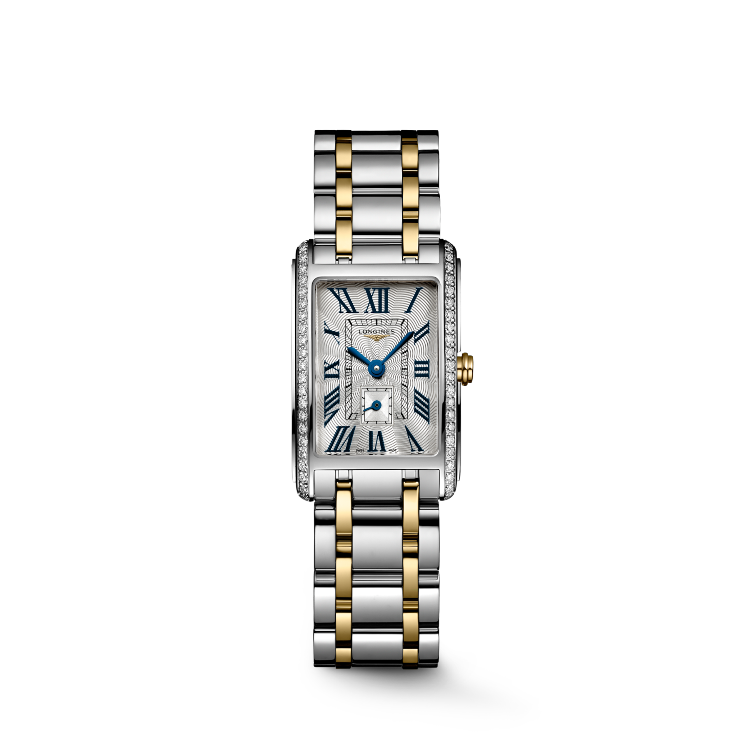 LONGINES DOLCEVITA L5.255.5.78.7 Quarz, Edelstahl mit Krone aus 18 Karat Gelbgold
 , Silber mit "Flinker"-Dekor, Armband Watch - Uhren-Soldier