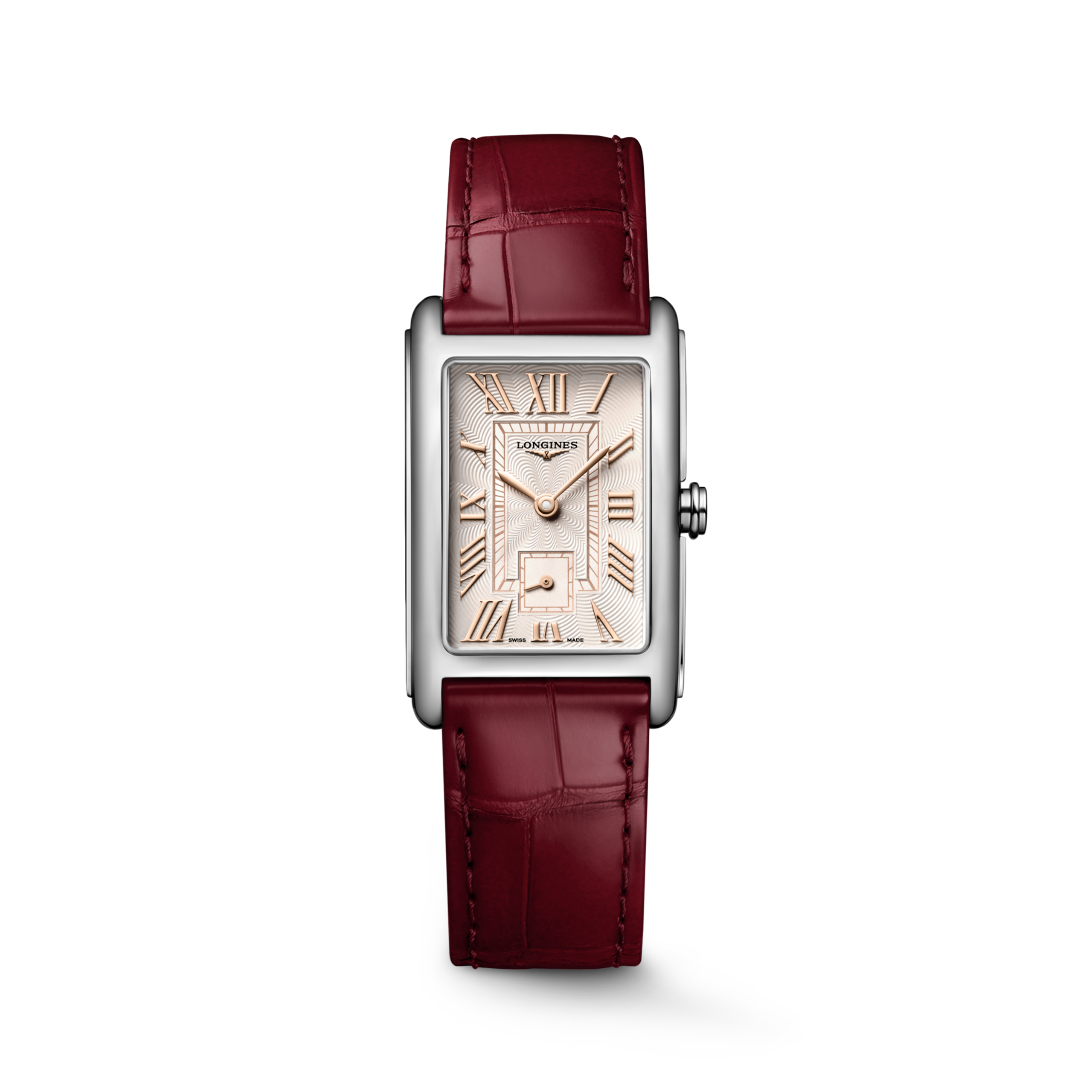 LONGINES DOLCEVITA L5.512.4.28.2 Quartz, Acier, Rose ivoire « flinqué », Bracelet Watch - Vue frontale de la montre