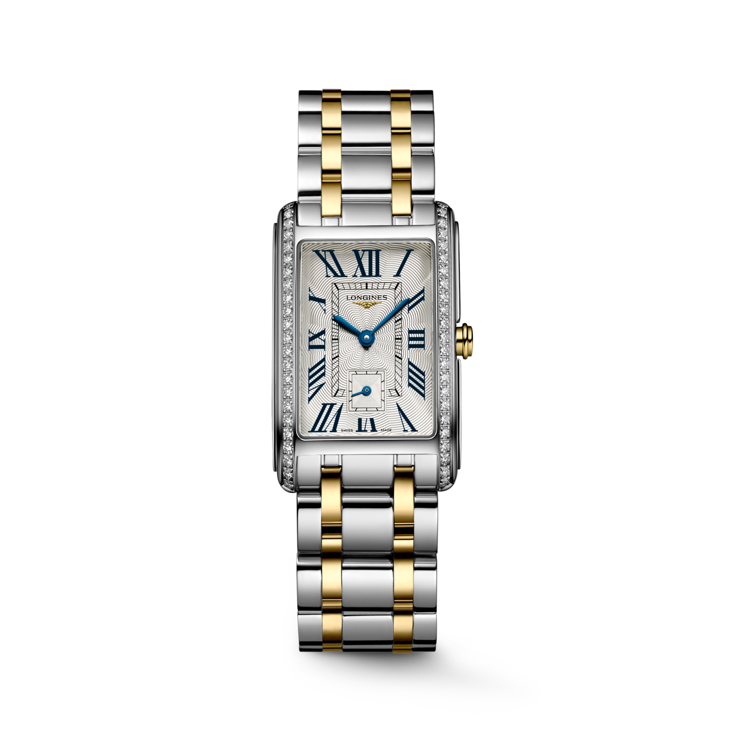 LONGINES DOLCEVITA L5.512.5.78.7 Quarz, Edelstahl mit Krone aus 18 Karat Gelbgold
 , Silber mit "Flinker"-Dekor, Armband Watch - Uhren-Soldier