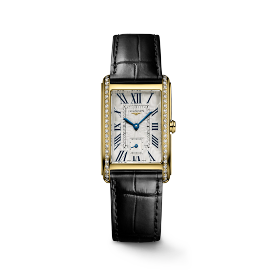 Longines Dolcevita Quartz 18 Karat Yellow Gold Silver Flinqué Dial Strap Watch Longines Us 