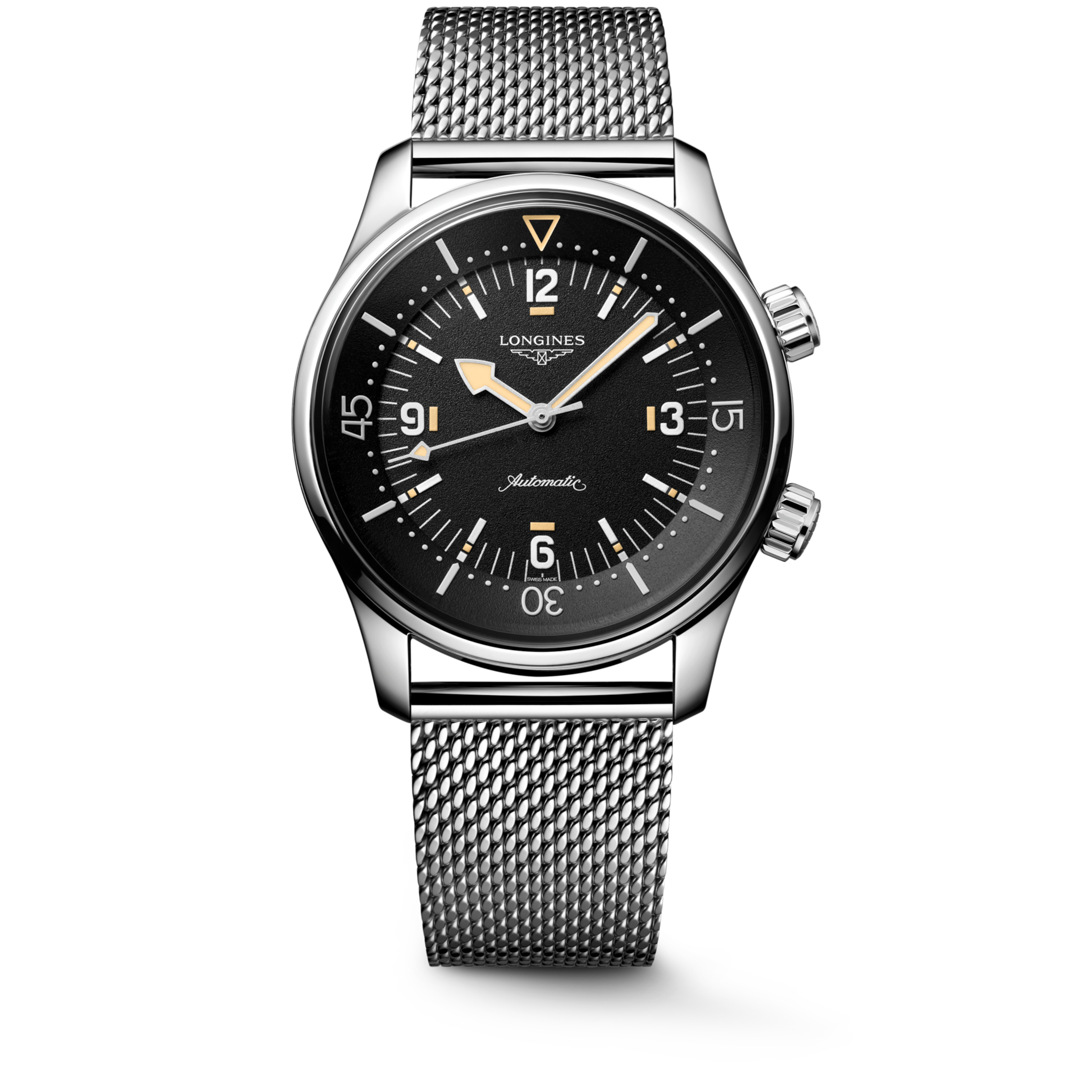 LONGINES LEGEND DIVER 59 L3.795.4.59.9 Automatic, Stainless steel, Black grained, Bracelet Watch - Watch soldier
