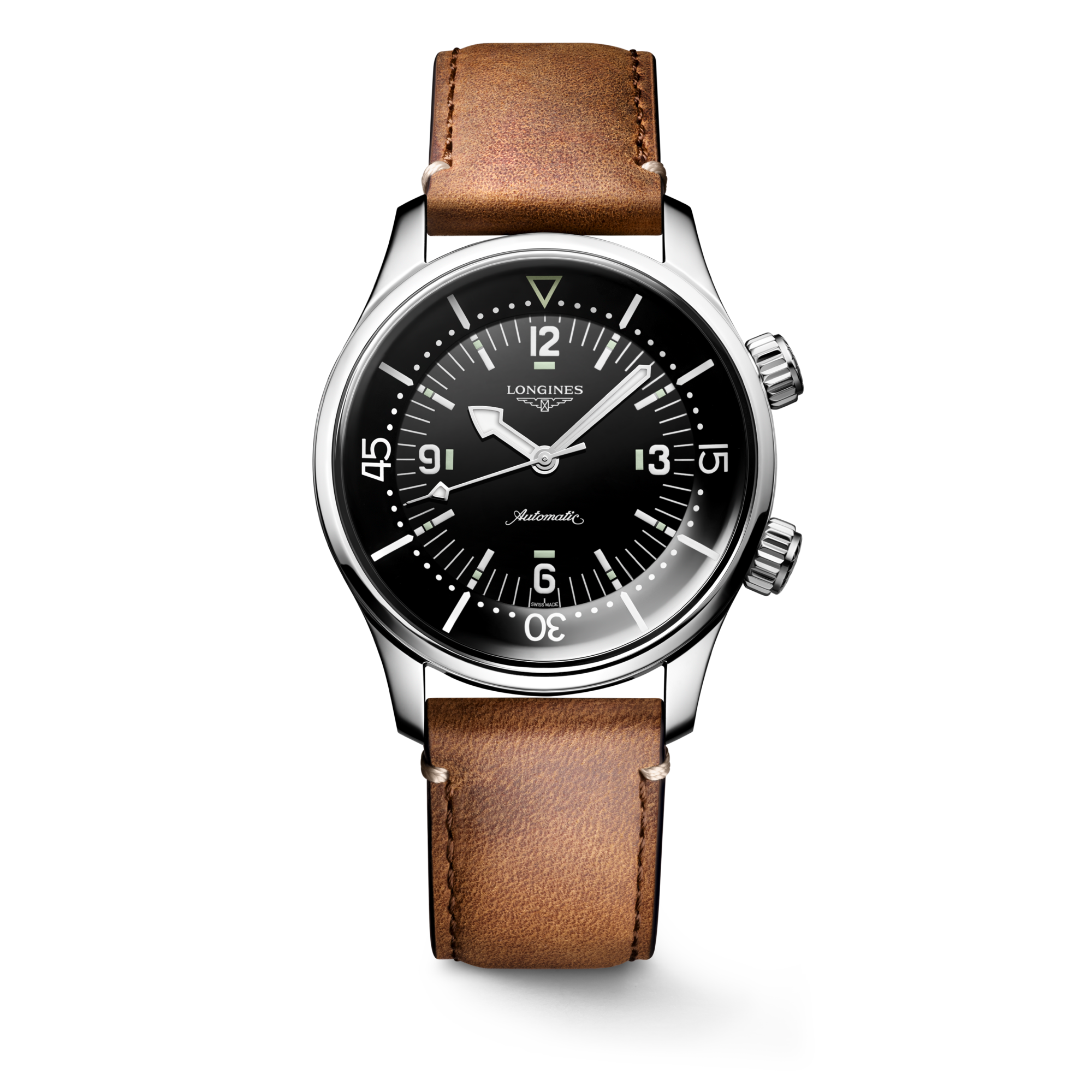 ロンジン レジェンドダイバー 自動巻、ステンレススティール、ブラック