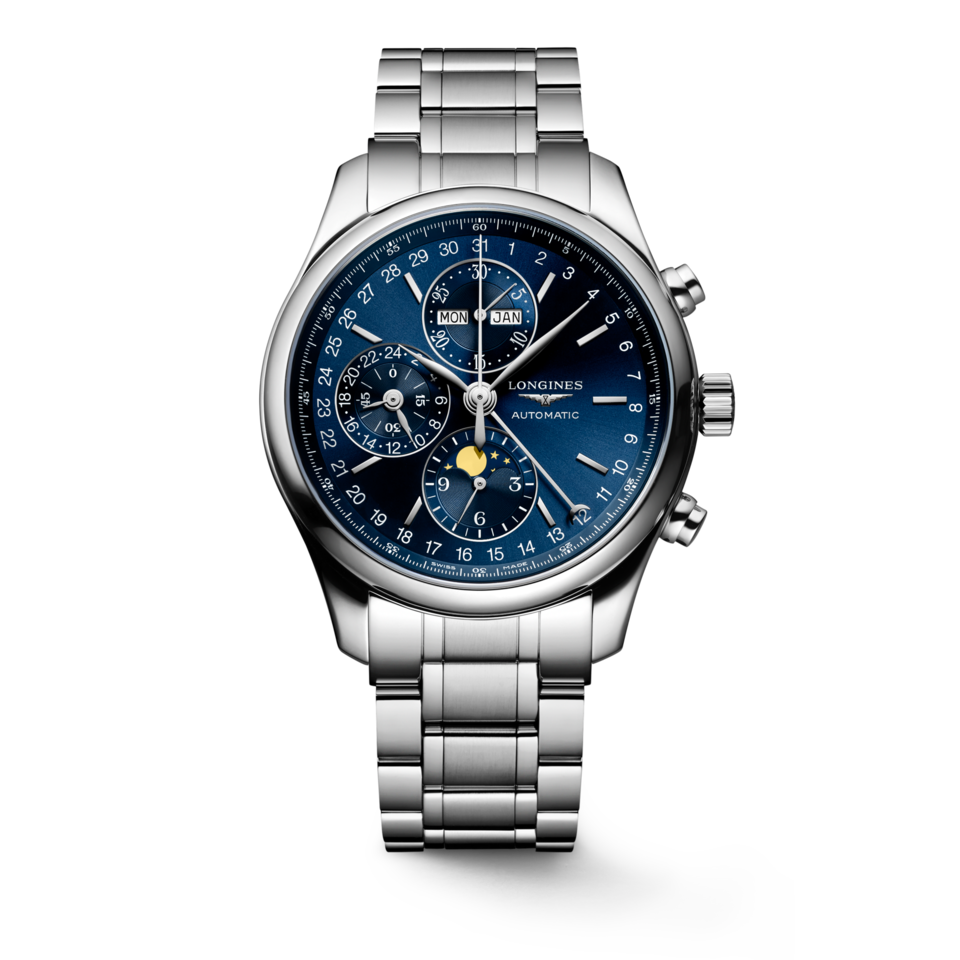 Longines Master Collection Chrono Moonphase 42mm Cadran Bleu Soleillé Acier - L2.773.4.92.6