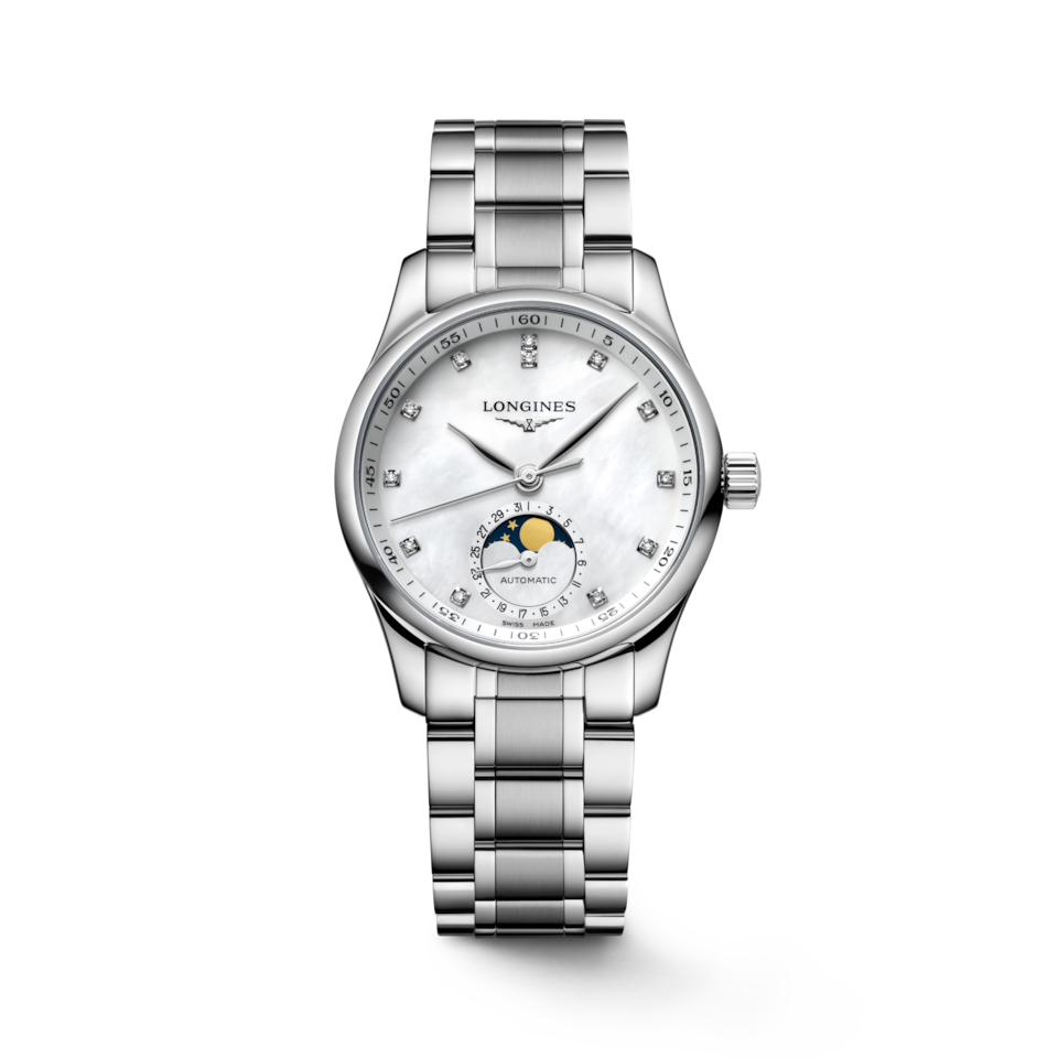 Longines Master Collection Moonphase 34mm Cadran Nacre Blanche Bracelet Acier - L2.409.4.87.6