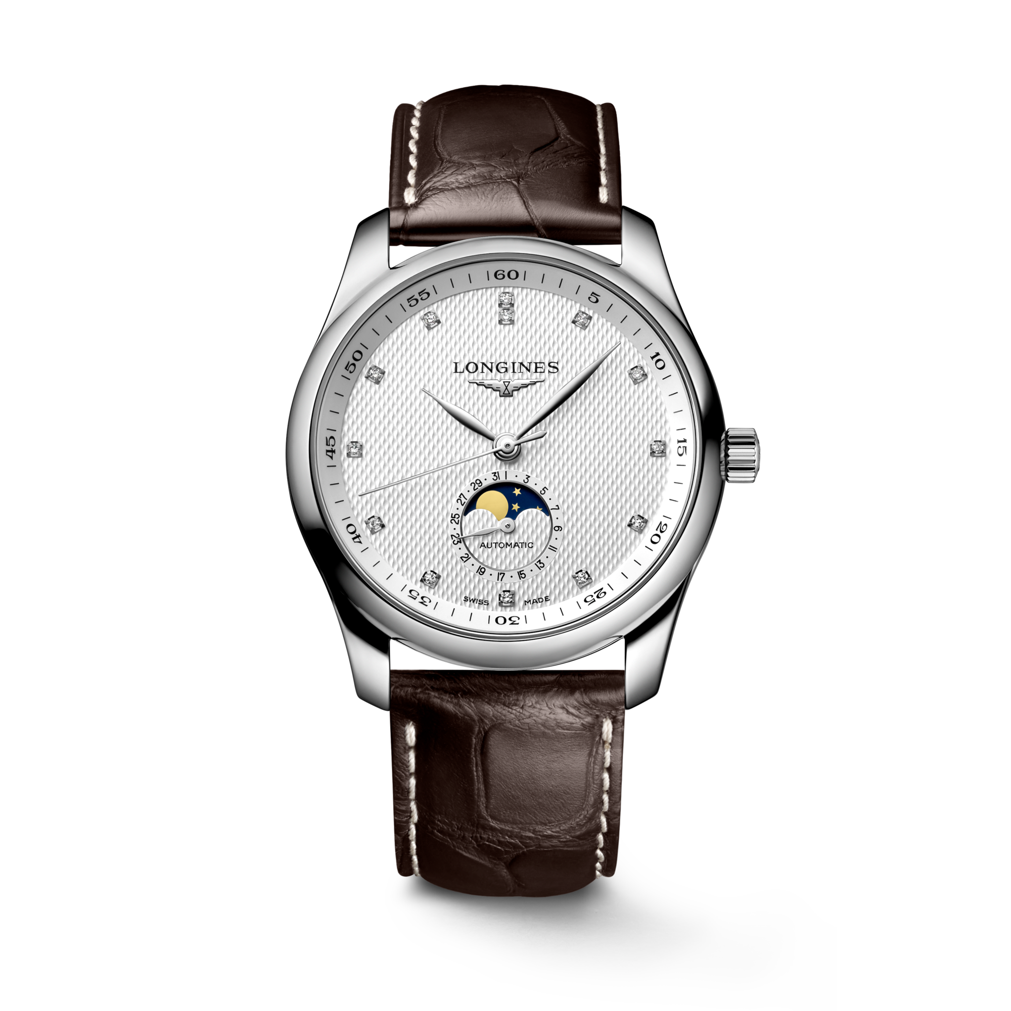 LONGINES シルバー 長方形 LONGINES MASTER COLLECTION MOONPHASE 自動巻、ステンレススティール