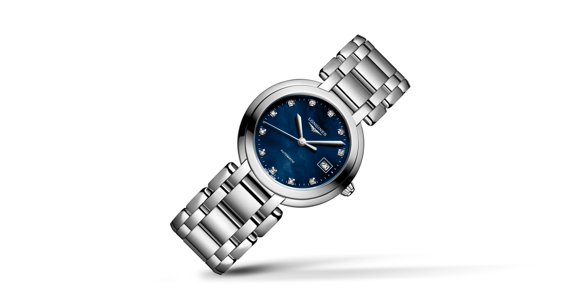 LONGINES PRIMALUNA Automatic, Stainless Steel, Blue Mother-of-pearl ...