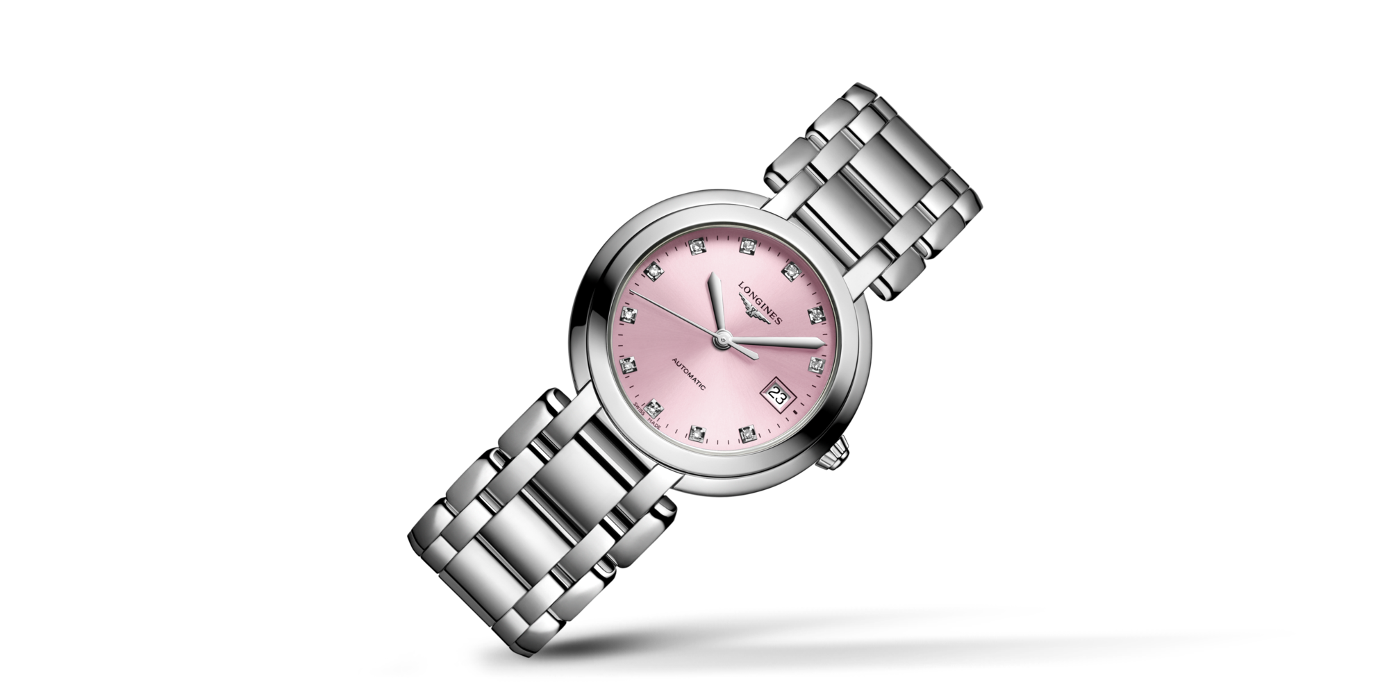 LONGINES PRIMALUNA Automatic, Stainless Steel, Sunray Pink Dial