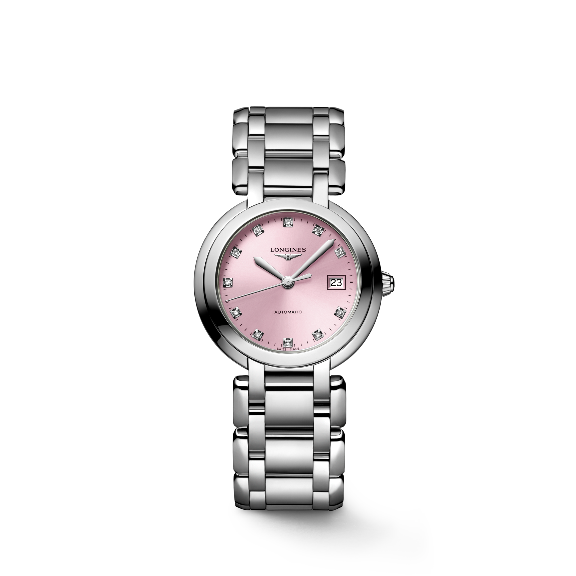 LONGINES PRIMALUNA Automatic, Stainless Steel, Sunray Pink Dial