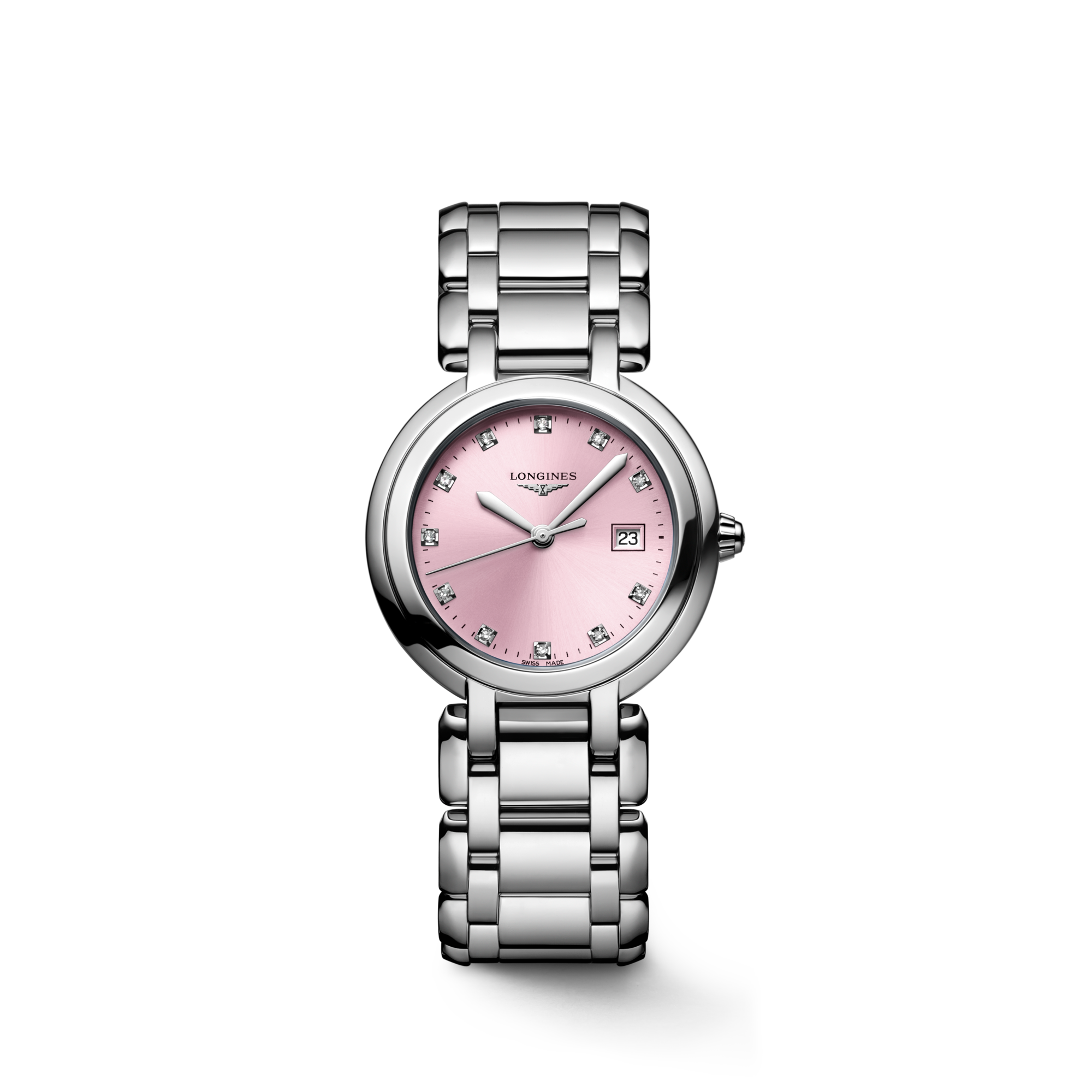 ピンク ヒマラヤンクォーツ LONGINES PRIMALUNA Quartz, Stainless Steel, Sunray Pink Dial