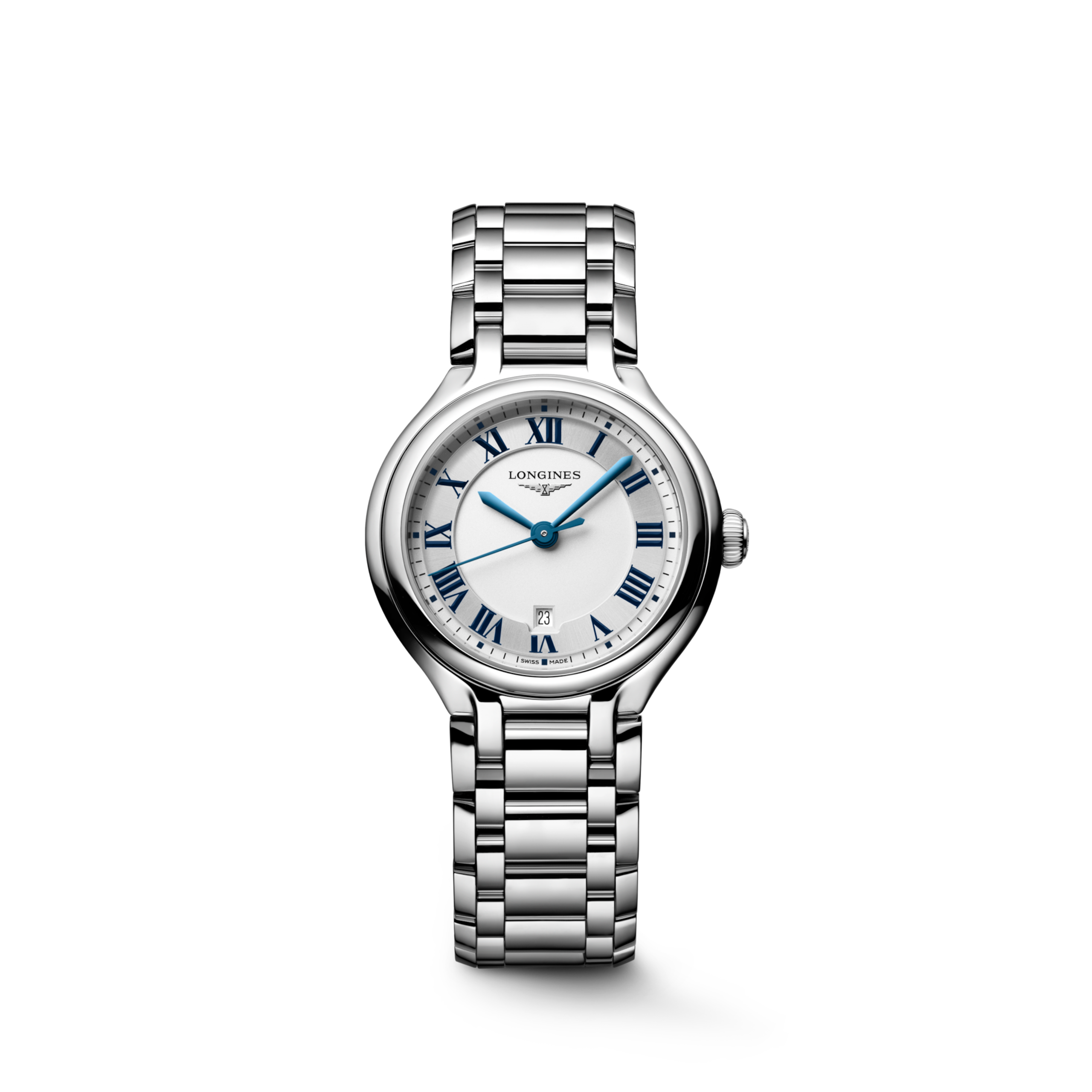 LONGINES PRIMALUNA L8.142.4.71.6 Quartz, Acier, Argenté "soleil", Bracelet Watch - Vue frontale de la montre