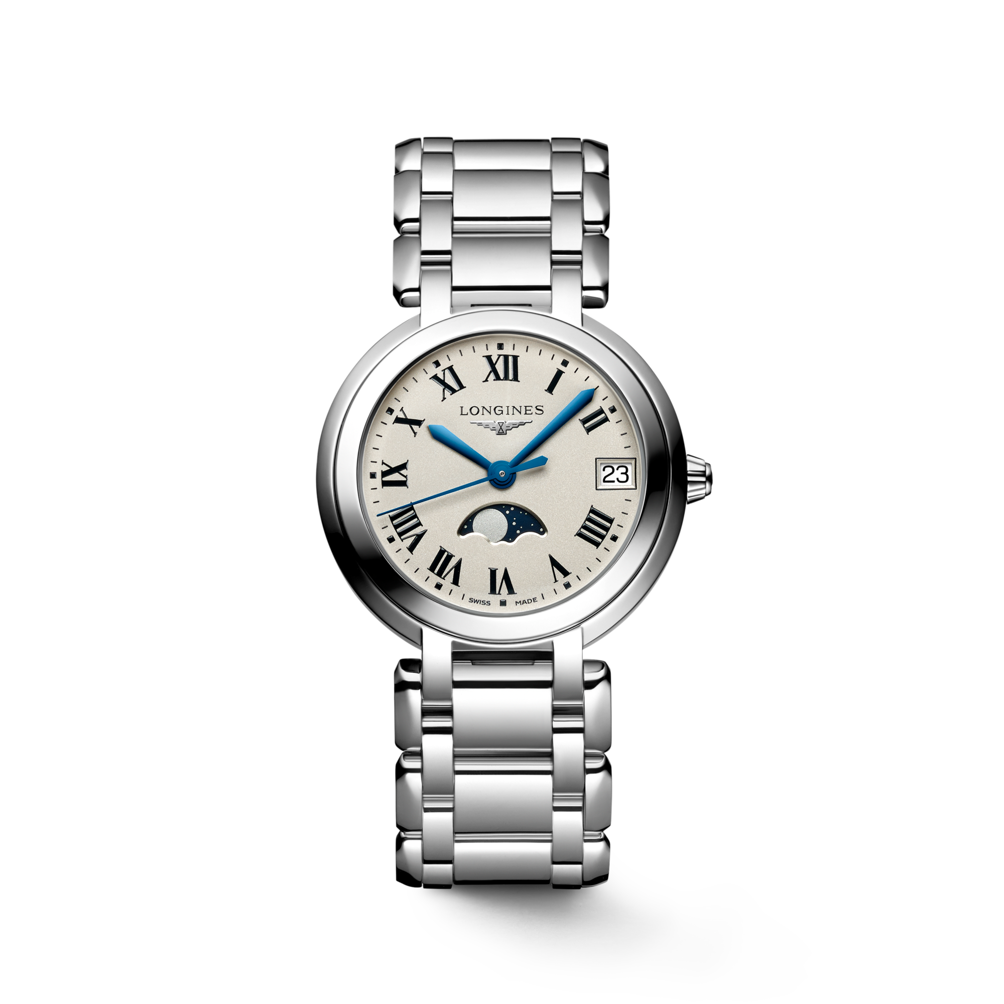LONGINES PRIMALUNA MOONPHASE Quartz, Stainless Steel, Opaline