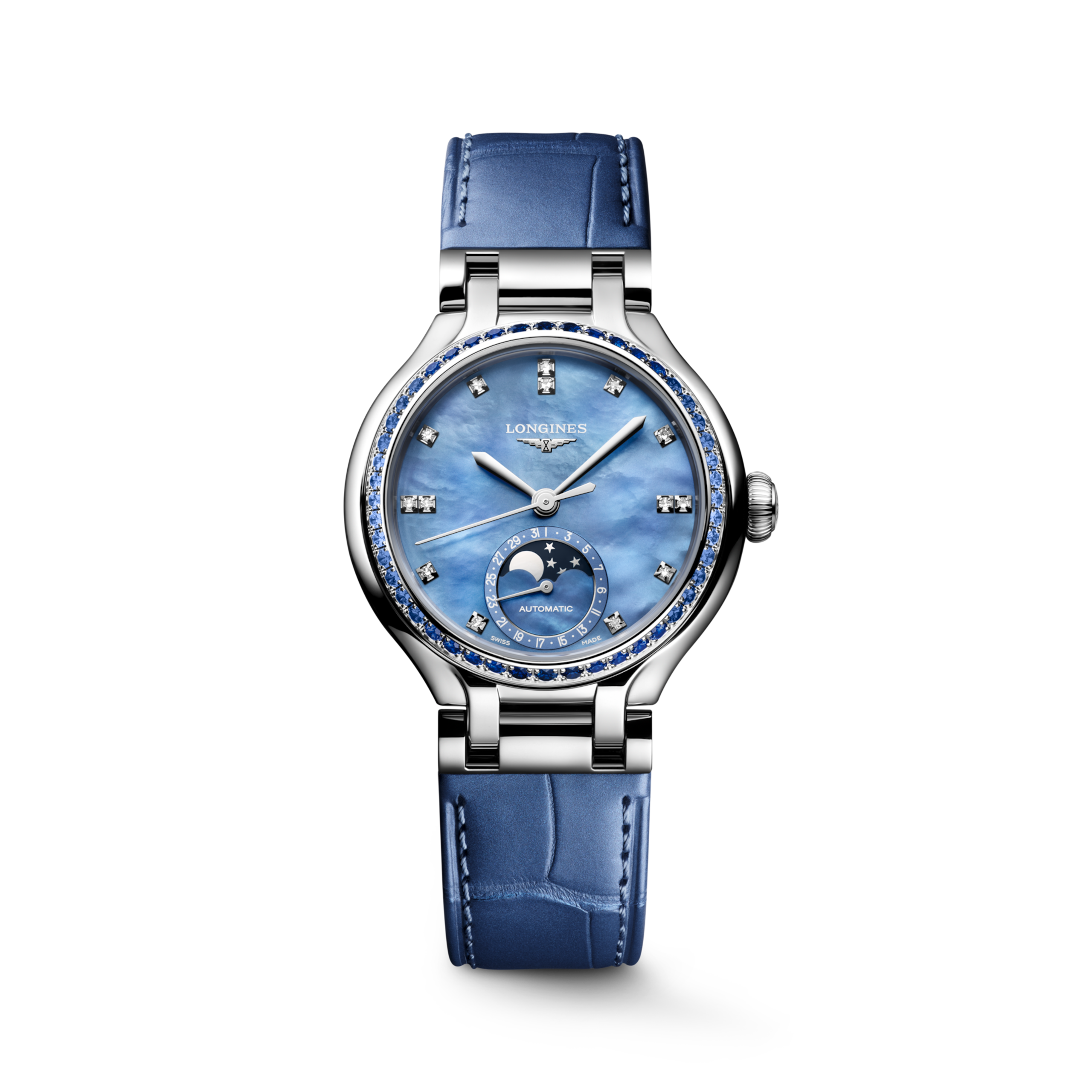 Longines PRIMALUNA MOONPHASE automatic stainless steel Watch - L8.126.0.97.2