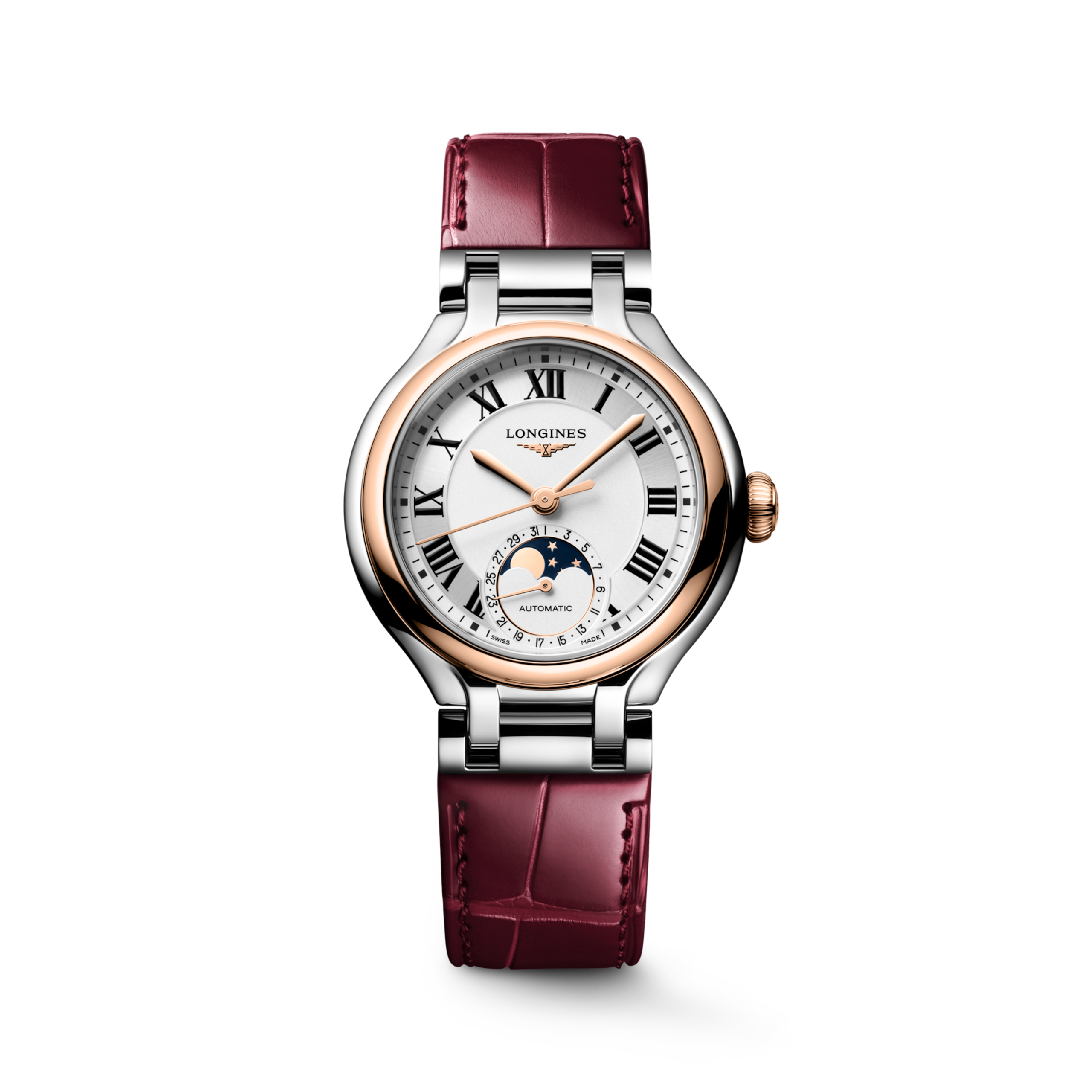 Longines PRIMALUNA MOONPHASE automatique acier et coiffe en or rose 18 carats 200 microns Watch - L8.126.5.71.2