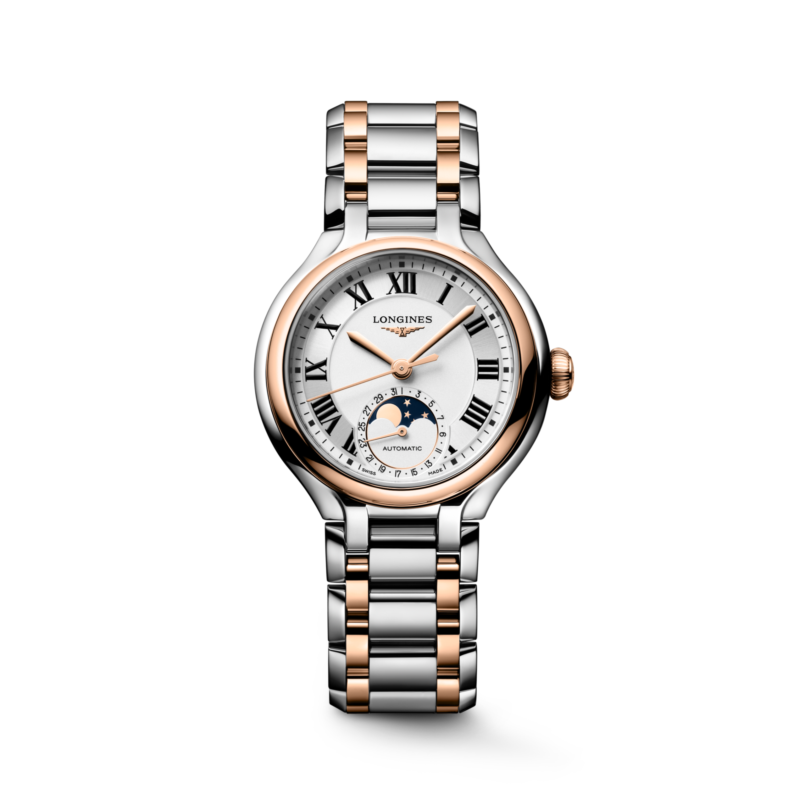 Longines PRIMALUNA MOONPHASE Automatic Stainless steel and 18 karat pink gold cap 200 Watch - L8.126.5.71.7