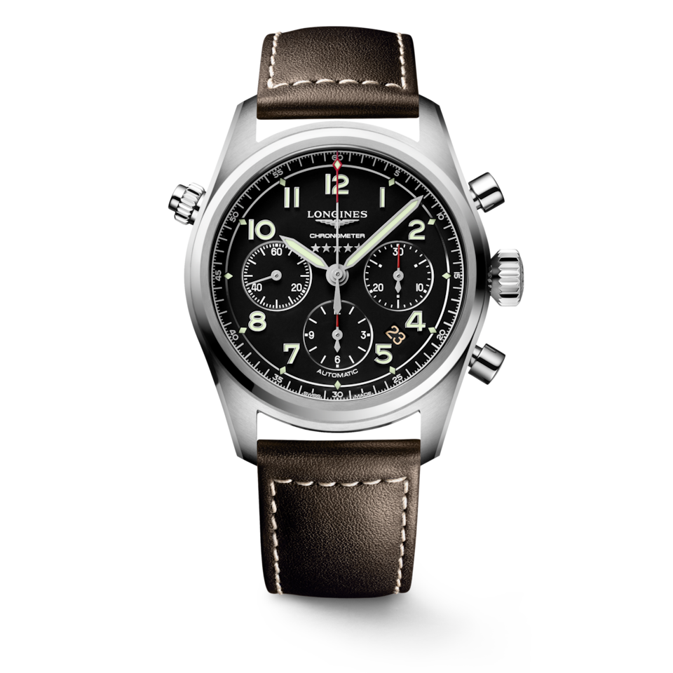 Longines Spirit Chronograph 42mm Cadran Noir Mat Cuir - L3.820.4.53.0