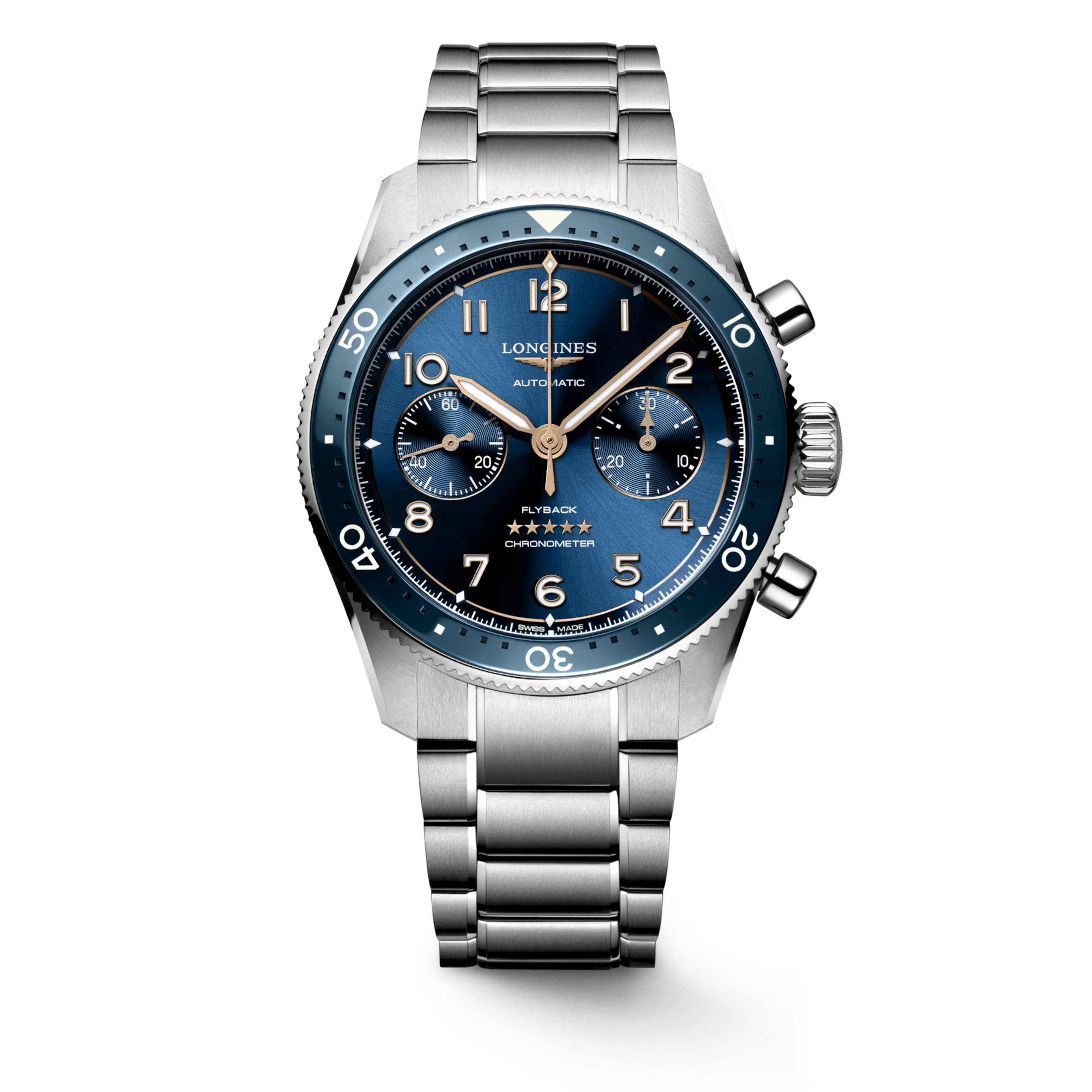 Longines SPIRIT FLYBACK Automatic Stainless steel and ceramic bezel Watch - L3.821.4.93.6