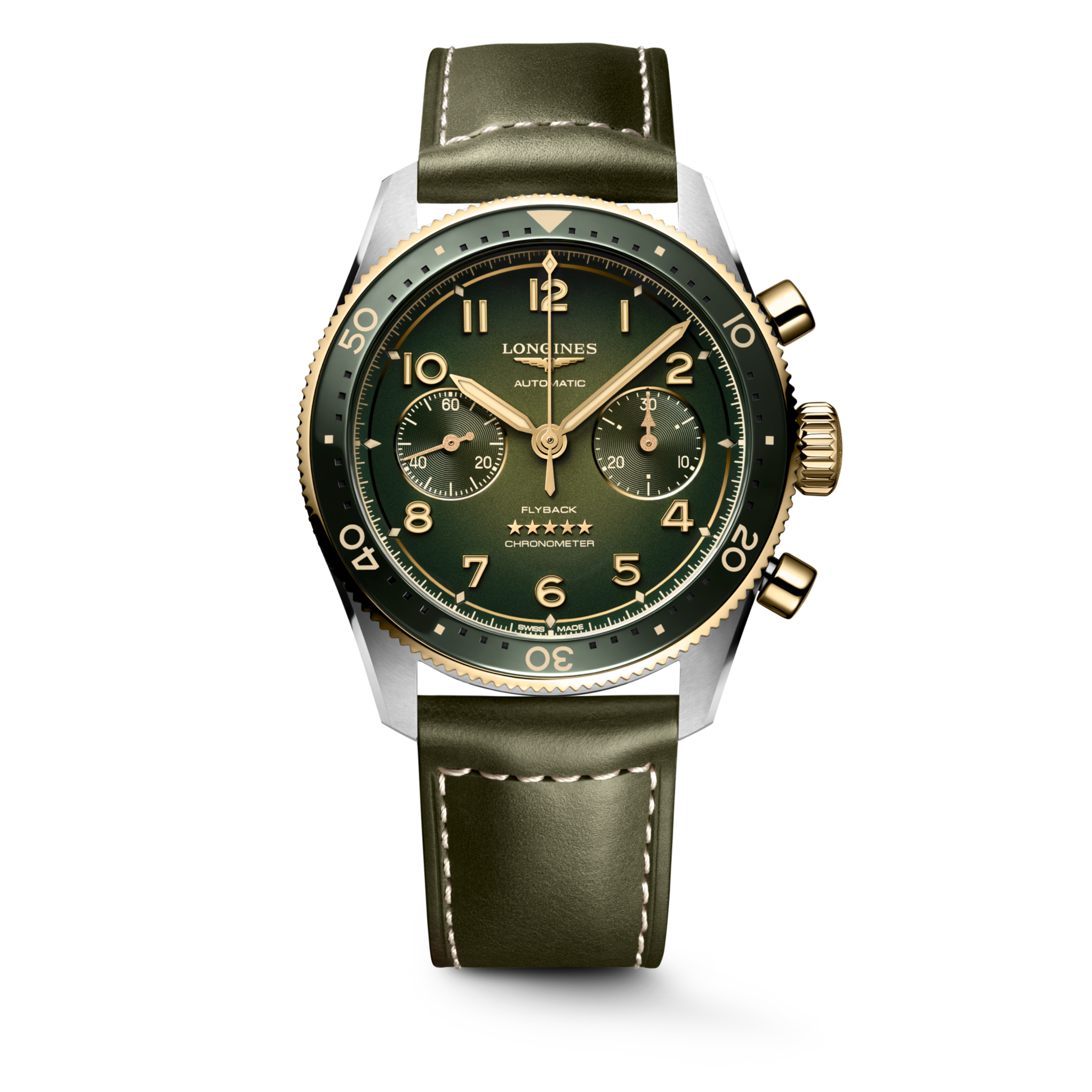 Longines SPIRIT FLYBACK Automatic Stainless steel and 18 karat yellow gold cap 200 Watch - L3.821.5.53.2