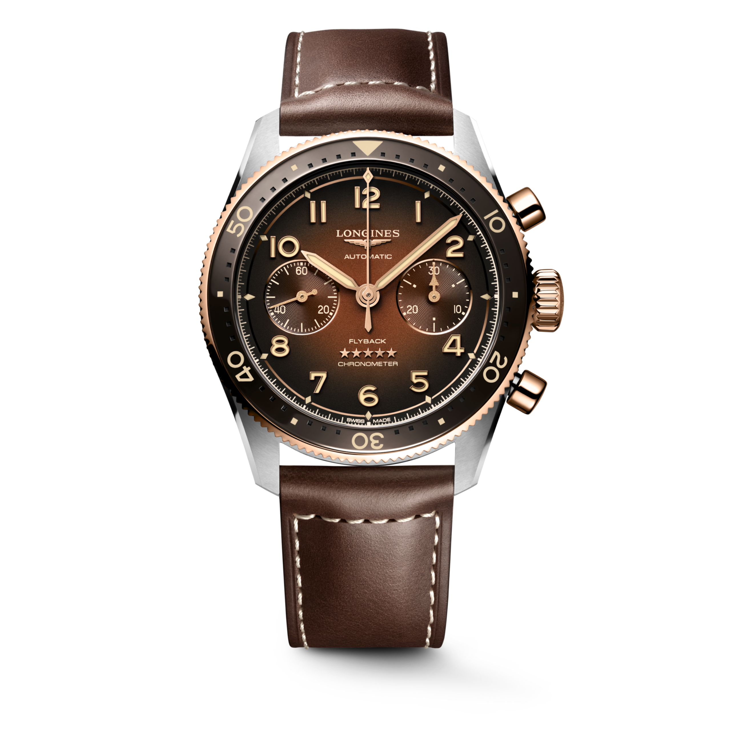 Longines SPIRIT FLYBACK Automatic Stainless steel and 18 karat pink gold cap 200 Watch - L3.821.5.59.2