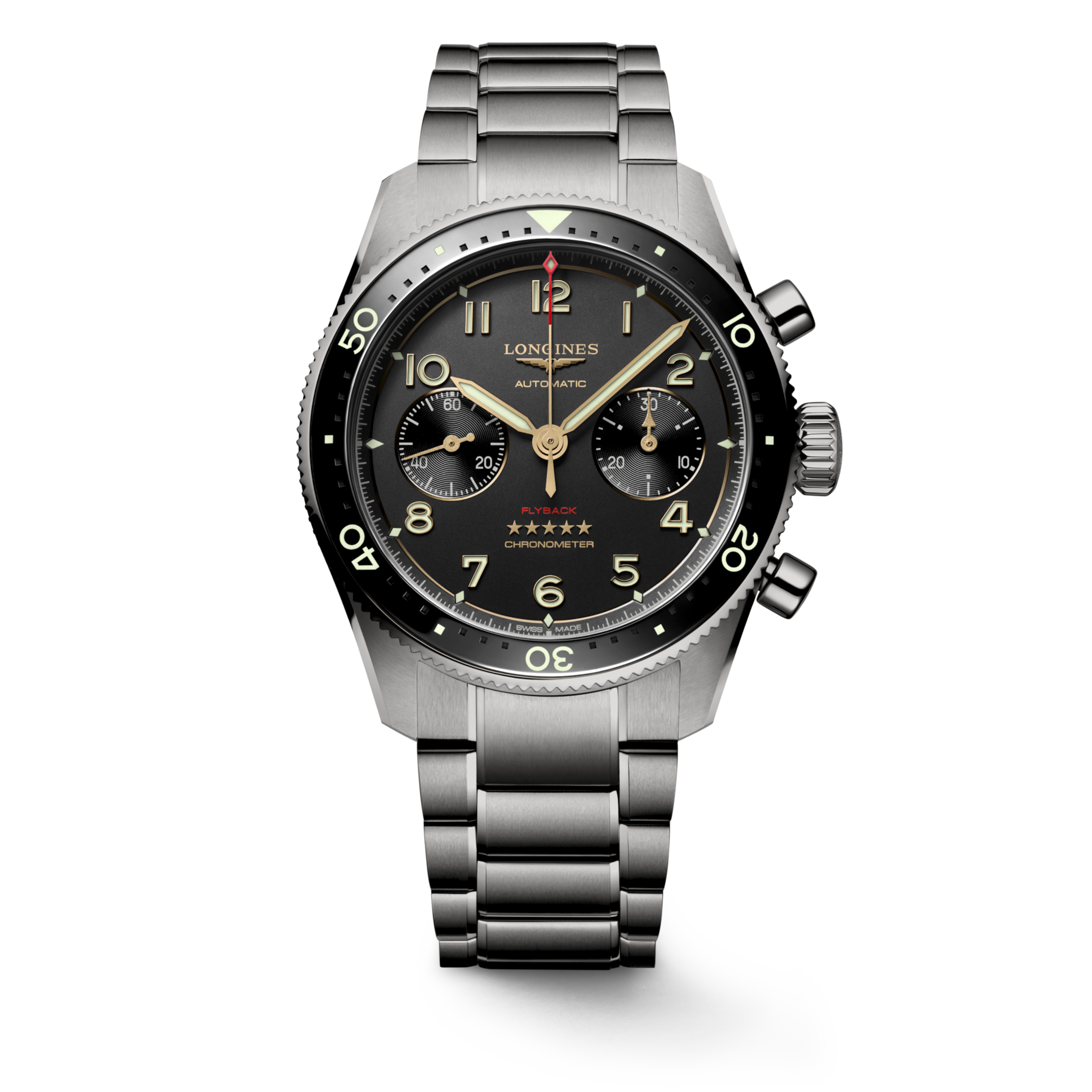 Longines SPIRIT FLYBACK TITANIUM Automatic Titanium and ceramic bezel Watch - L3.821.1.53.6