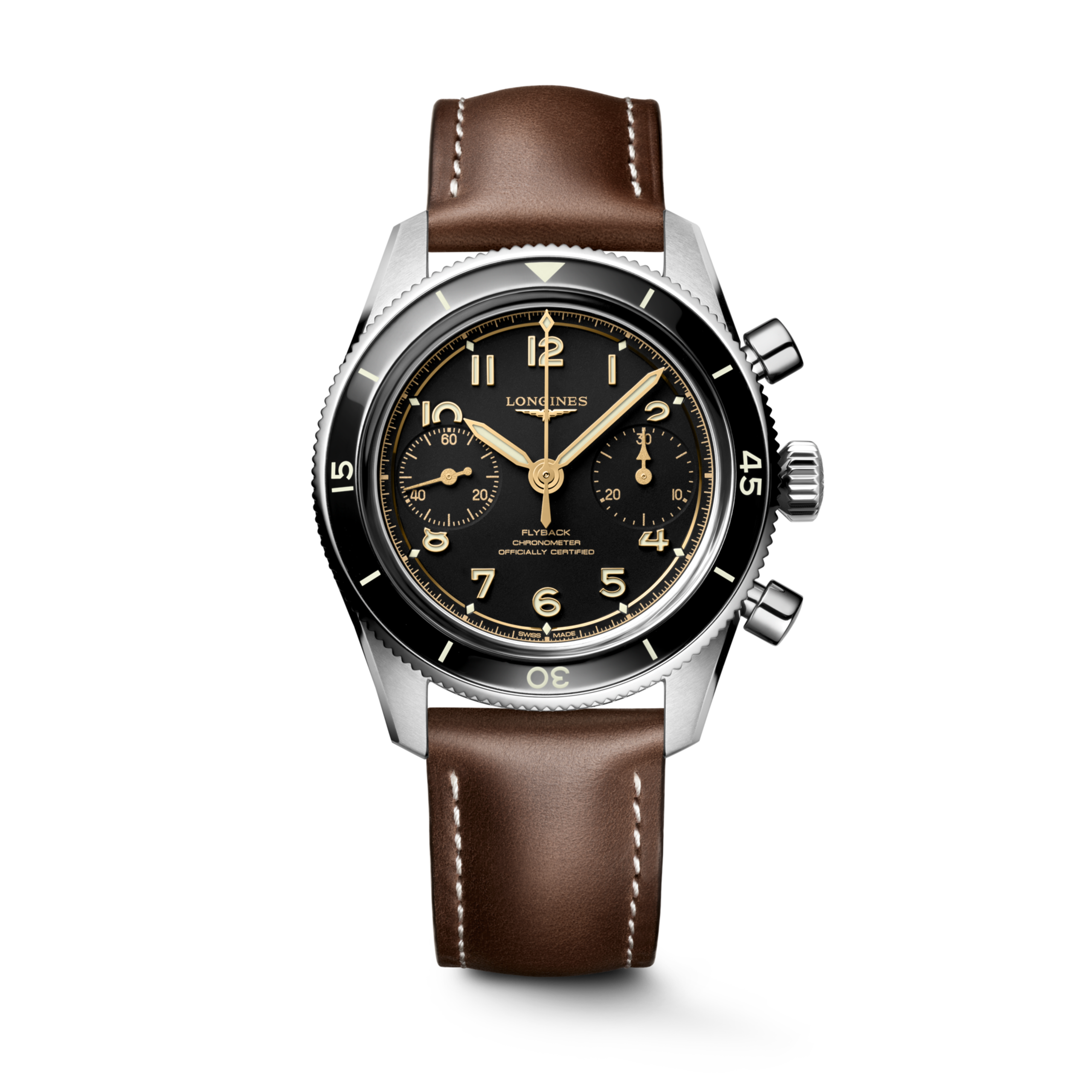 Longines SPIRIT PILOT FLYBACK mechanical stainless steel and ceramic bezel Watch - L3.721.4.53.2