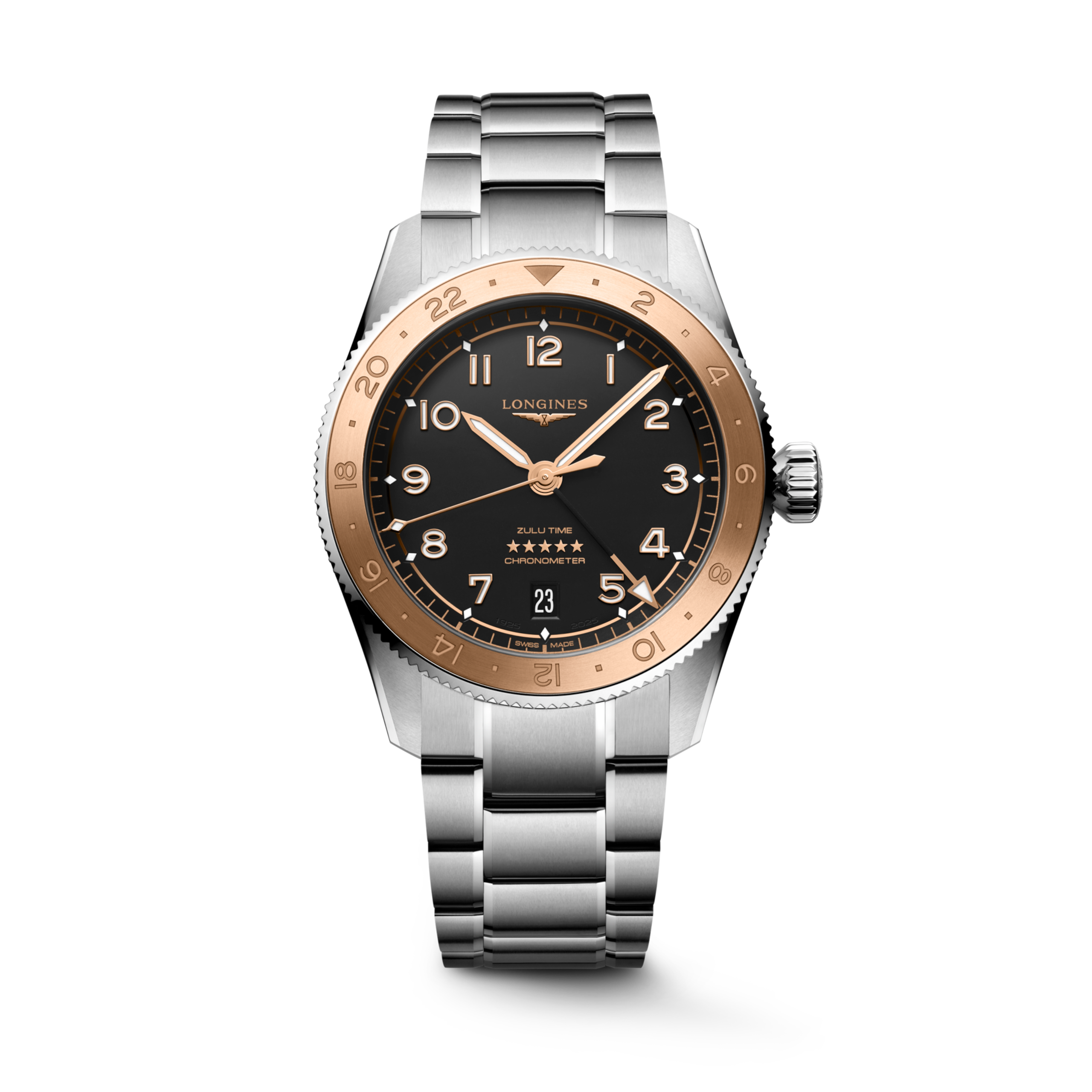 Longines SPIRIT ZULU TIME 1925 Automatic Stainless steel and 18 karat pink gold cap 200 Watch - L3.803.5.53.6
