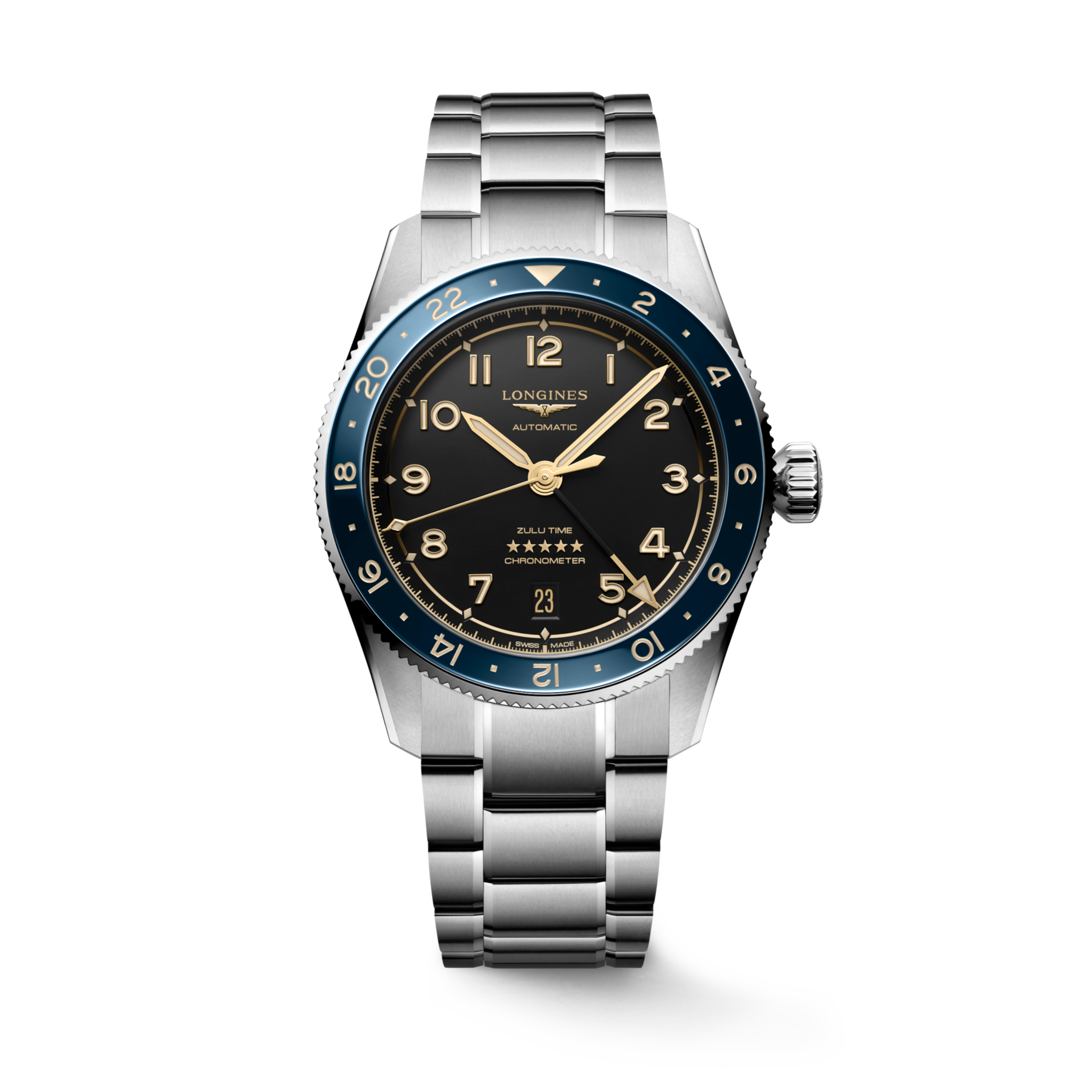 Longines SPIRIT ZULU TIME Automatic Stainless steel and ceramic bezel Watch - L3.802.4.60.6