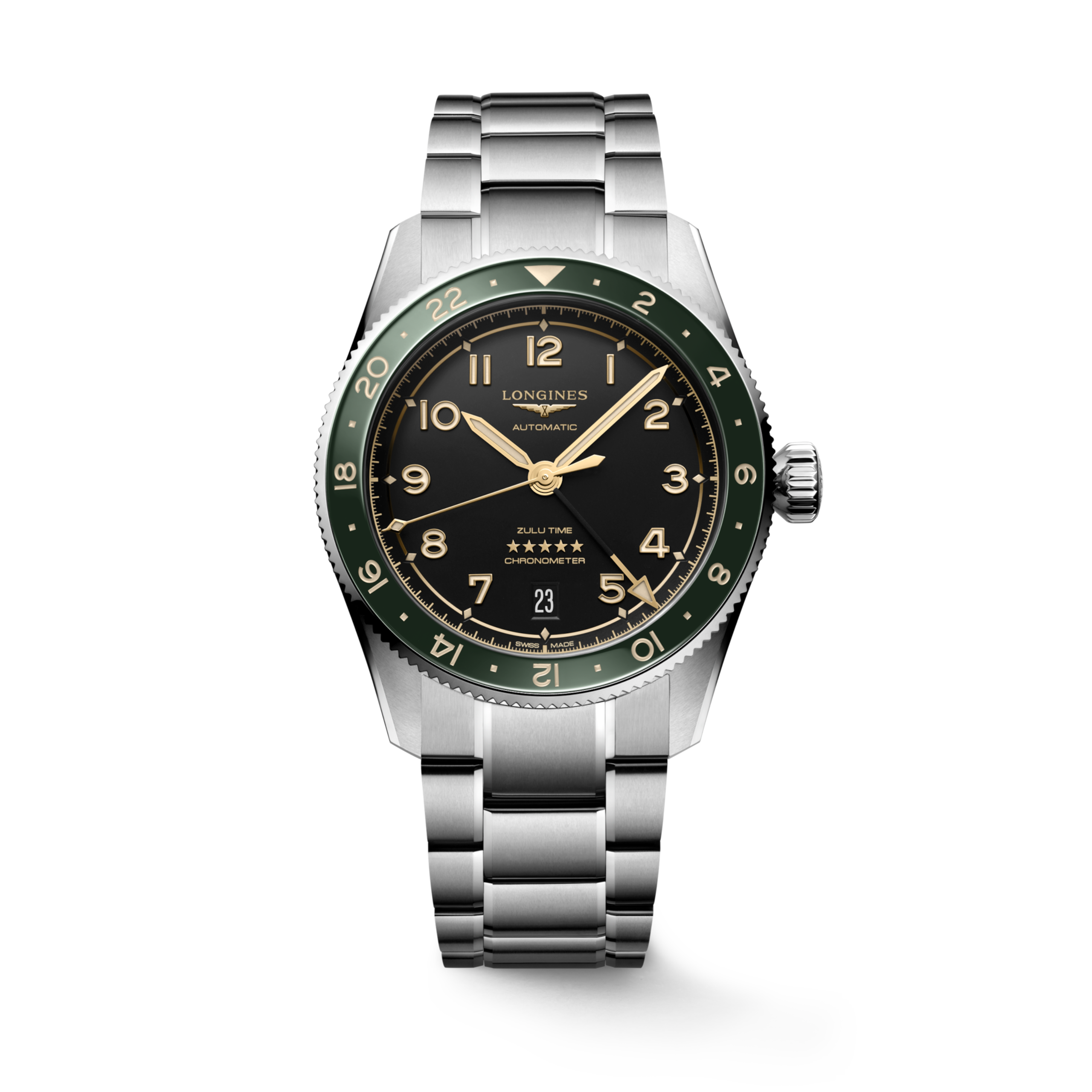 Longines SPIRIT ZULU TIME Automatic Stainless steel and ceramic bezel Watch - L3.802.4.63.6