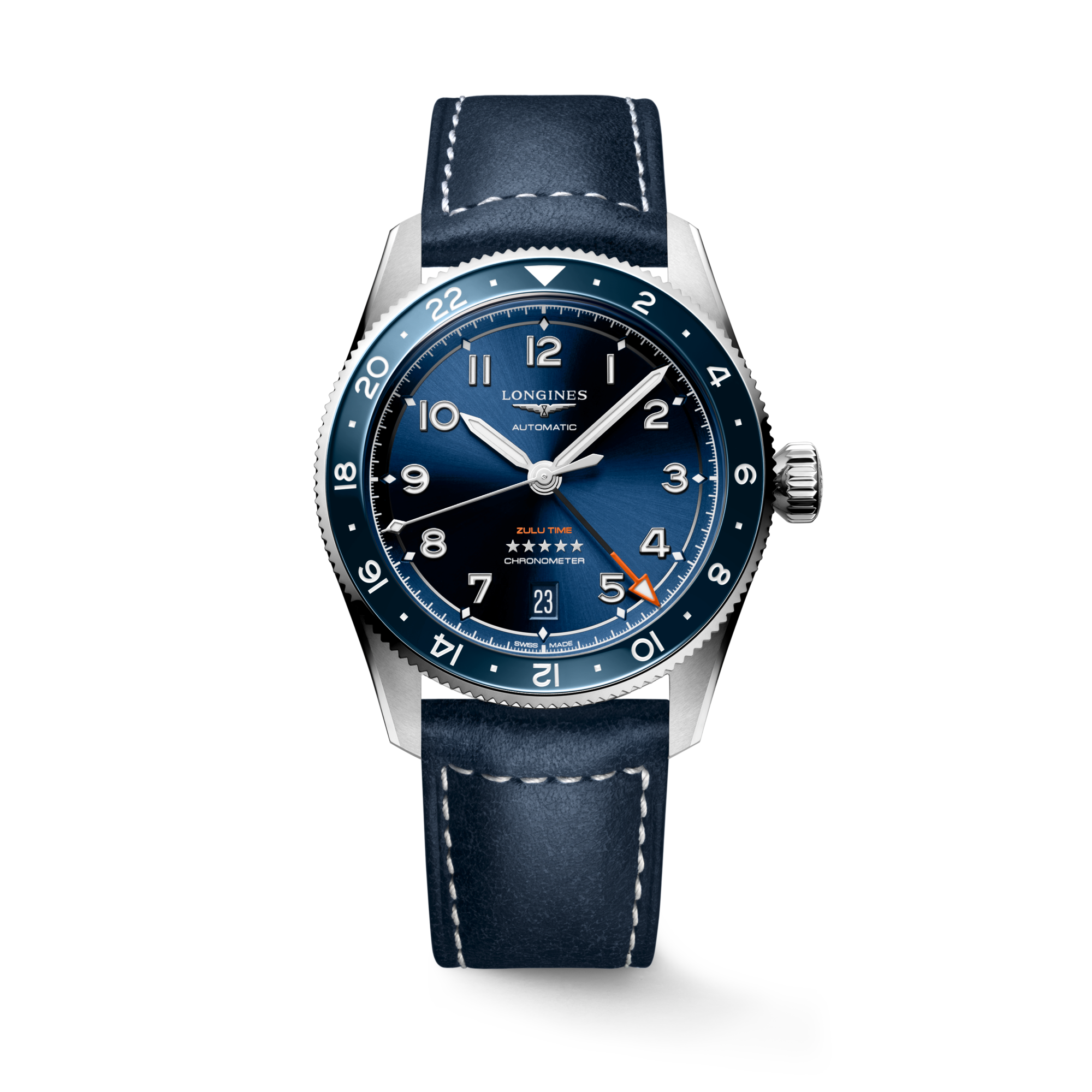 LONGINES SPIRIT ZULU TIME 自動巻、ステンレススティールとセラミック