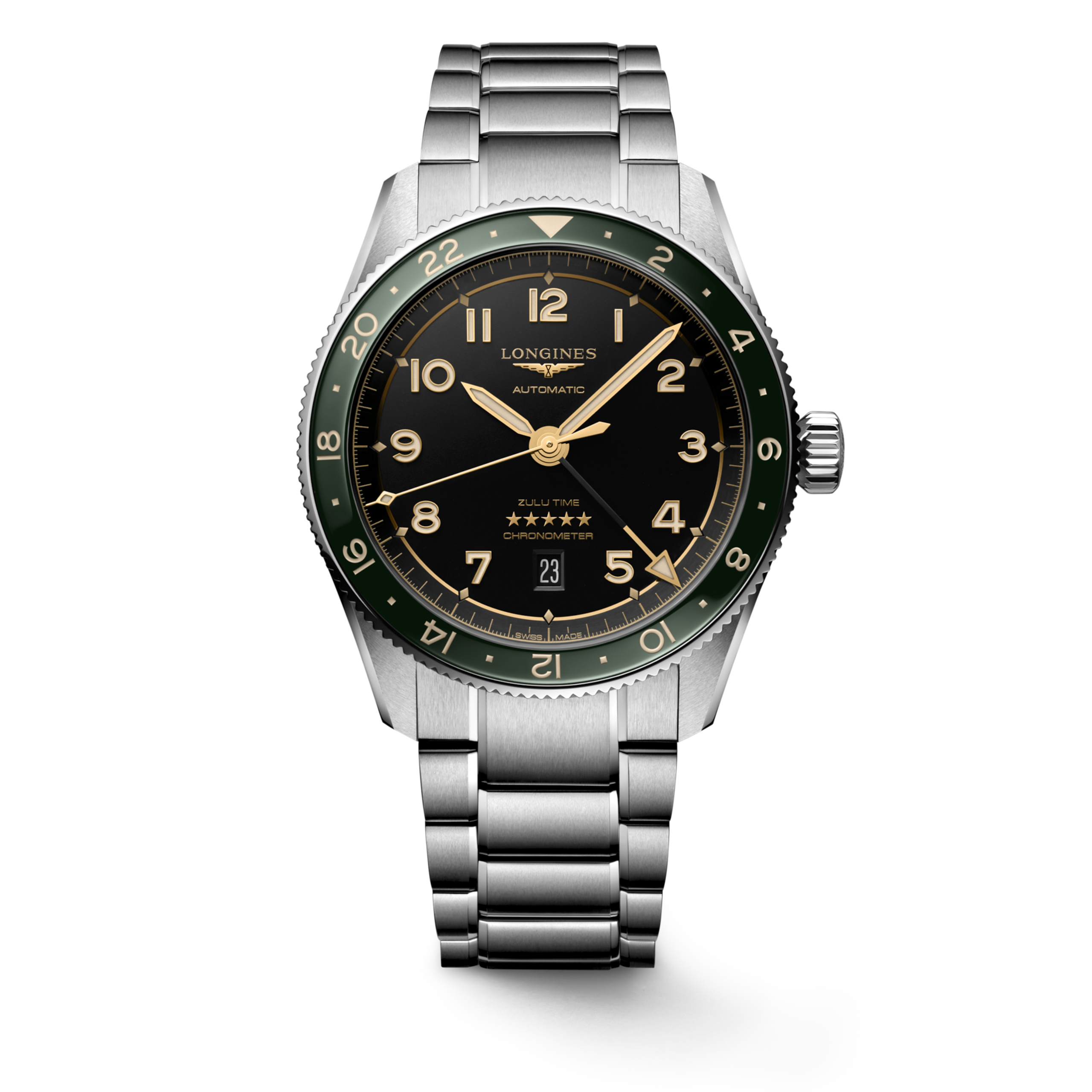 Longines SPIRIT ZULU TIME Automatic Stainless steel and ceramic bezel Watch - L3.812.4.63.6