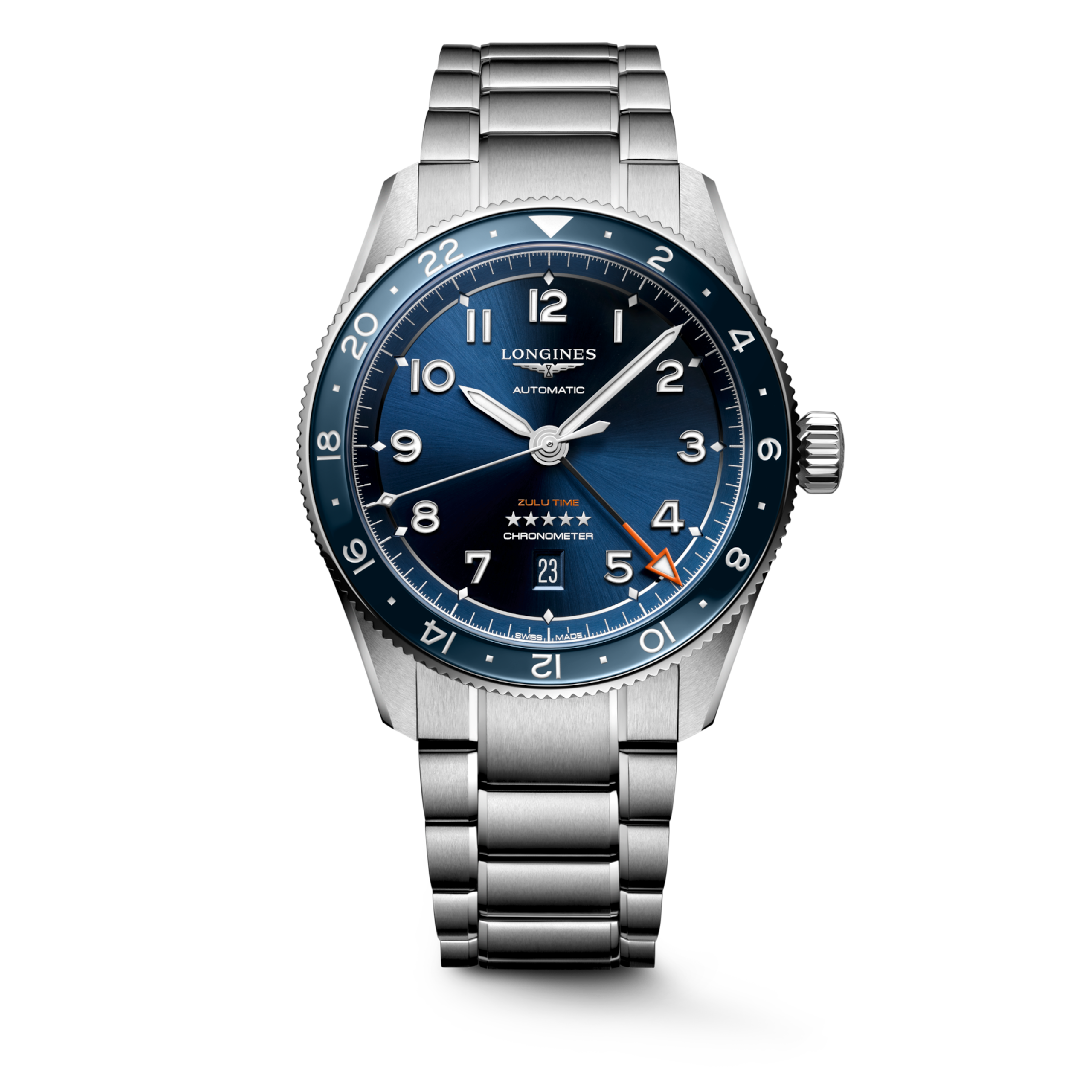 Longines SPIRIT ZULU TIME Automatic Stainless steel and ceramic bezel Watch - L3.812.4.93.6