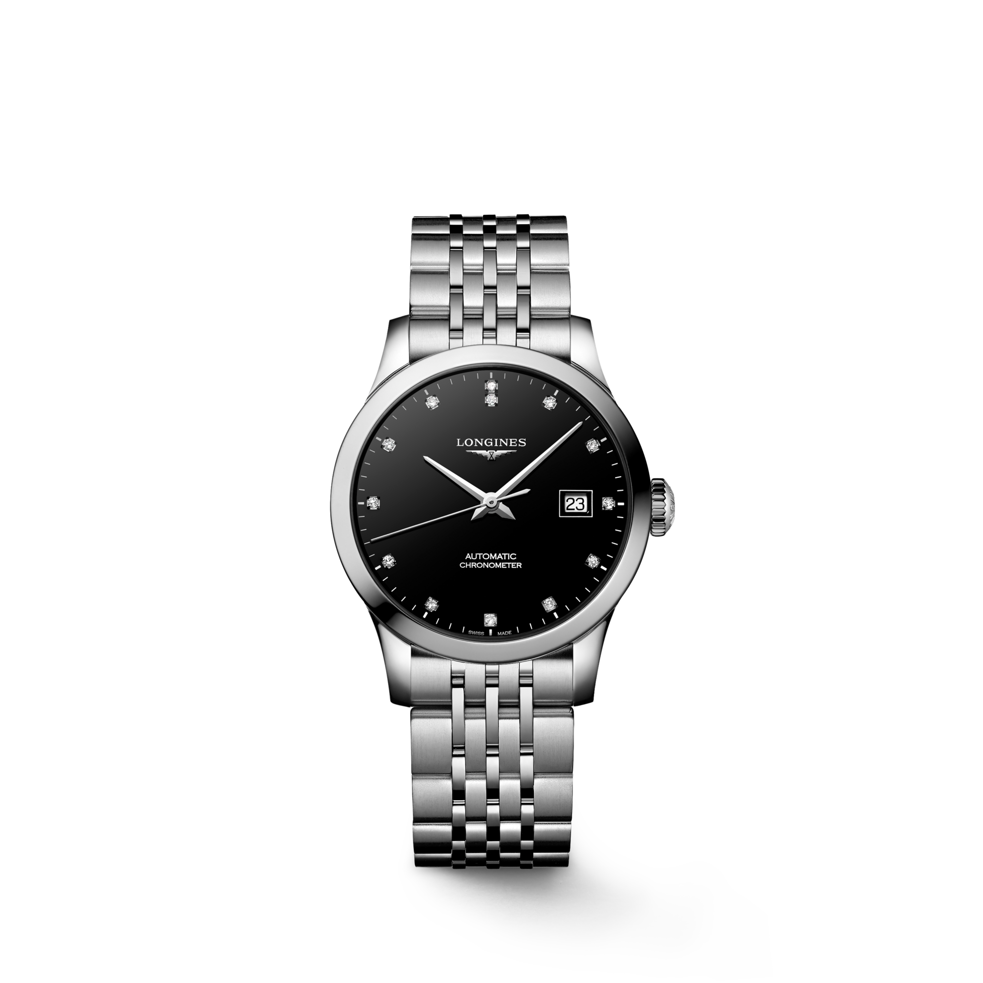 Record Automatic watch 30mm, Black lacquered polished Record Automatic watch 30mm, Black lacquered polished