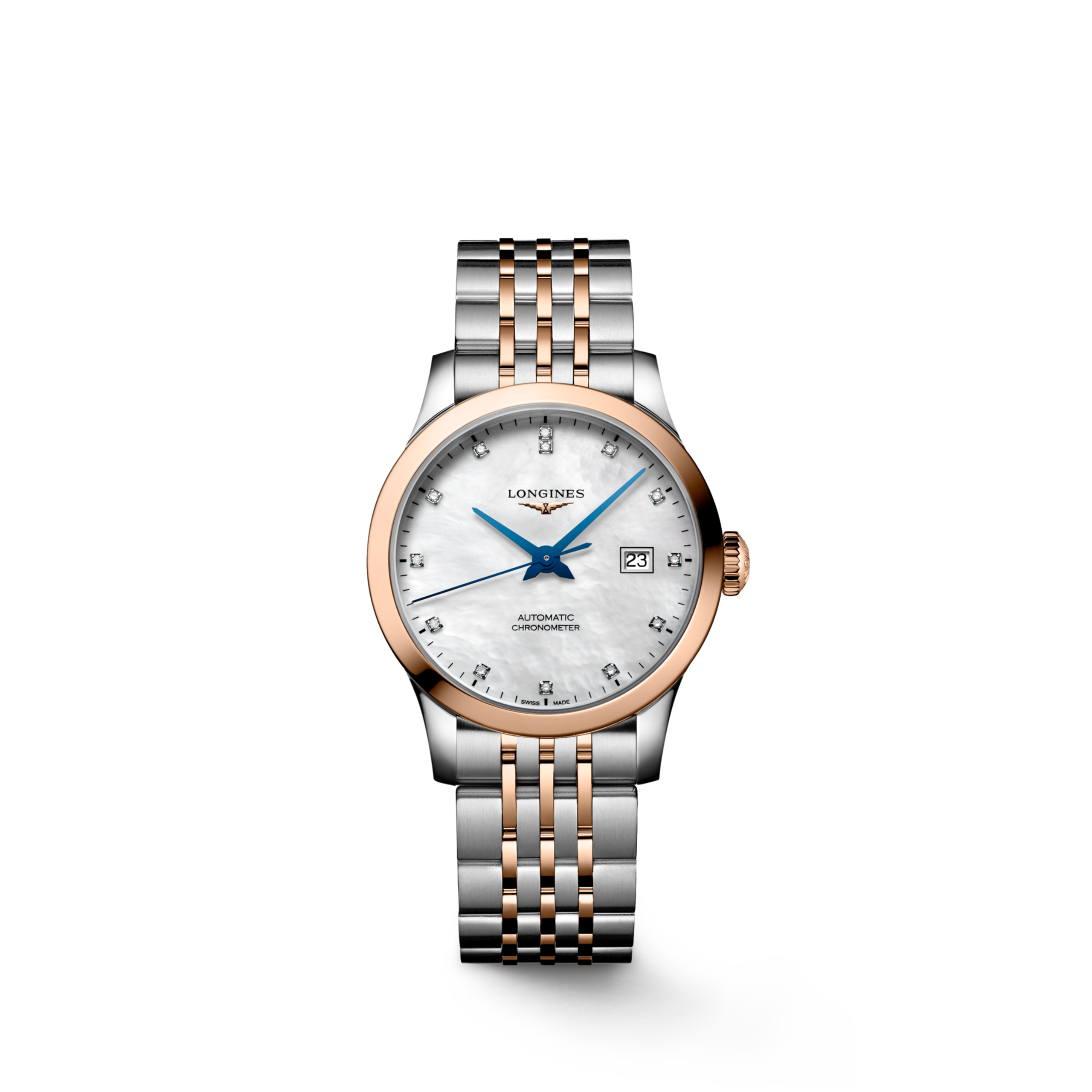 Longines RECORD otomatik paslanmaz çelik ve 18 ayar kırmızı altın kapak 200 Watch - L2.321.5.87.7