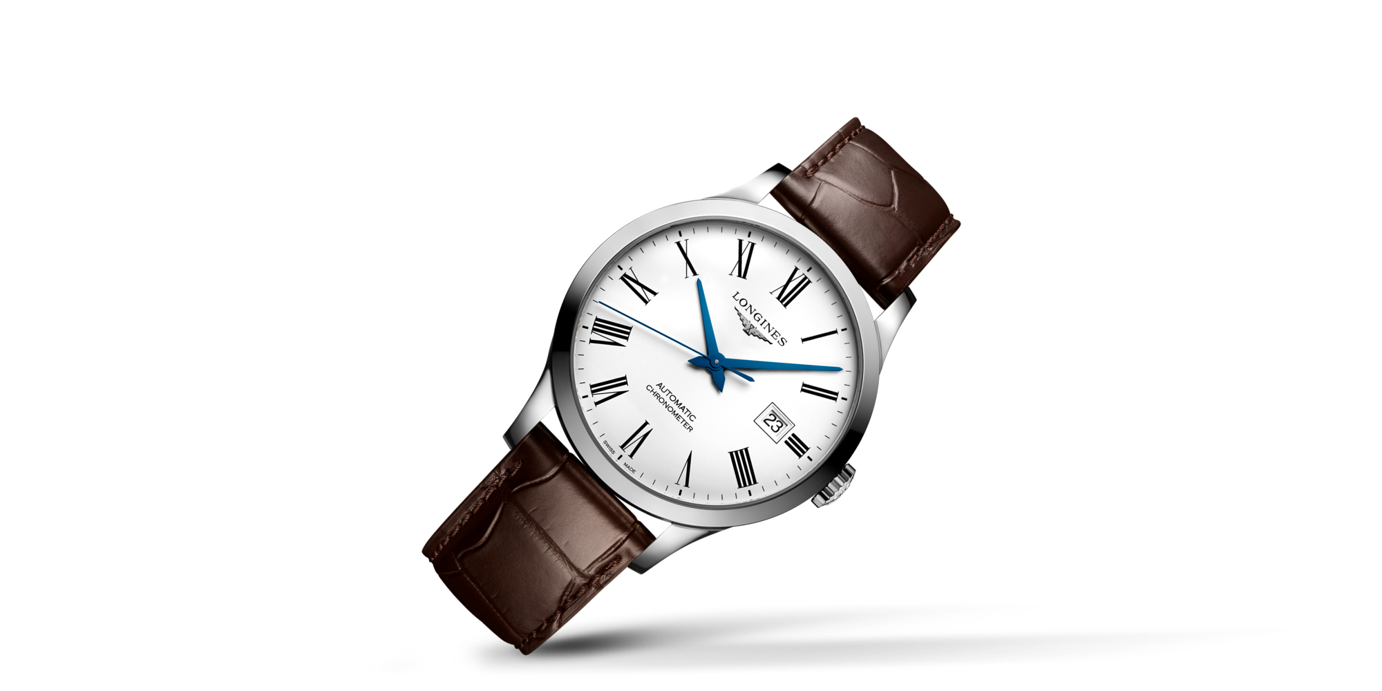 RECORD Automatic, Stainless Steel, White Matt Dial, Strap Watch | Longines®