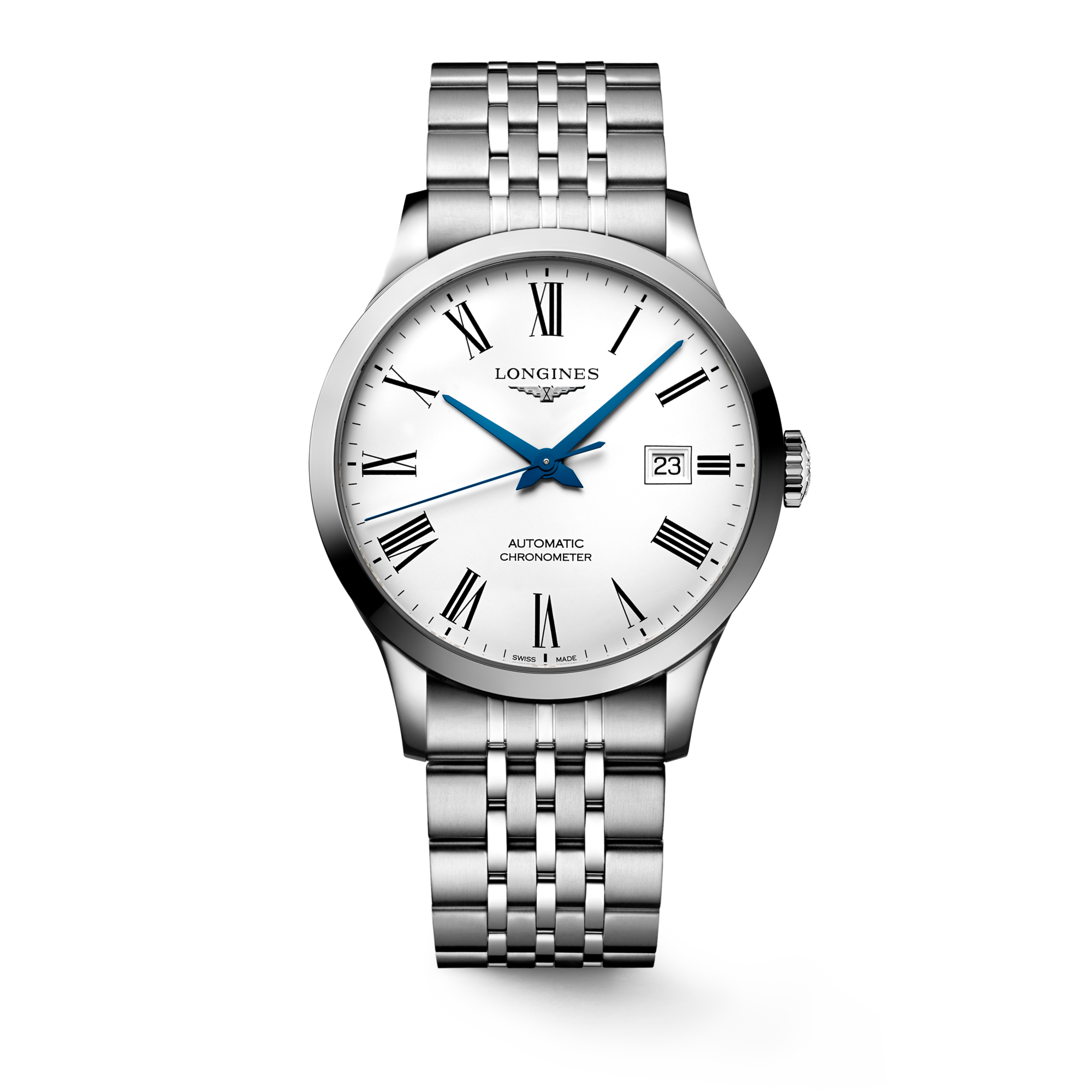 RECORD Automatic, Stainless Steel, White Matt Dial, Bracelet Watch
