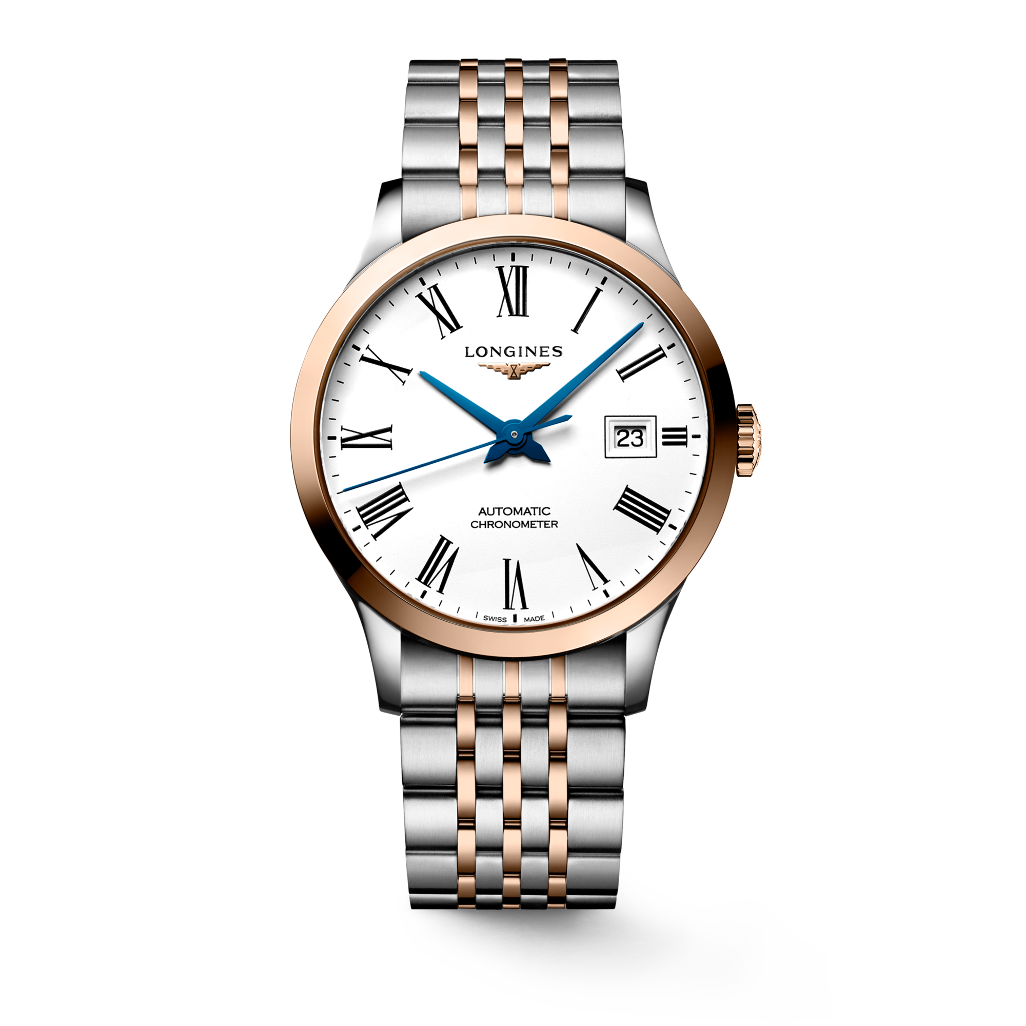 RECORD Automatic, Stainless Steel And 18 Karat Pink Gold Cap 200