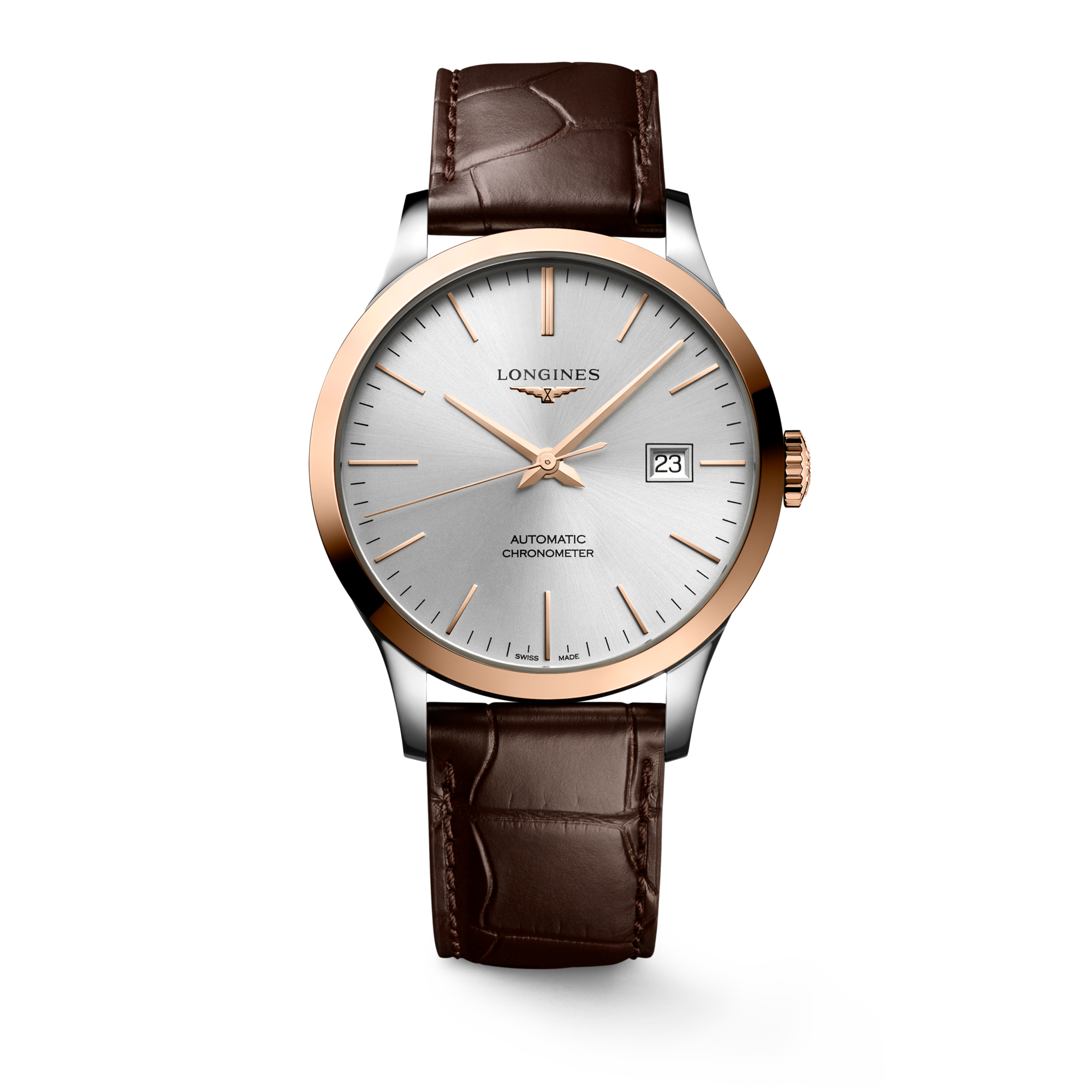 RECORD Automatic, Stainless Steel And 18 Karat Pink Gold Cap 200