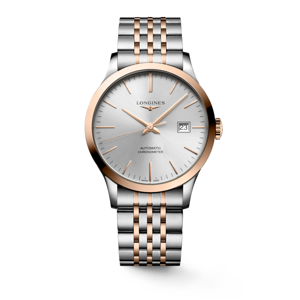 Longines Record 40mm Or Rose Cadran Argenté Soleil - L2.821.5.72.7