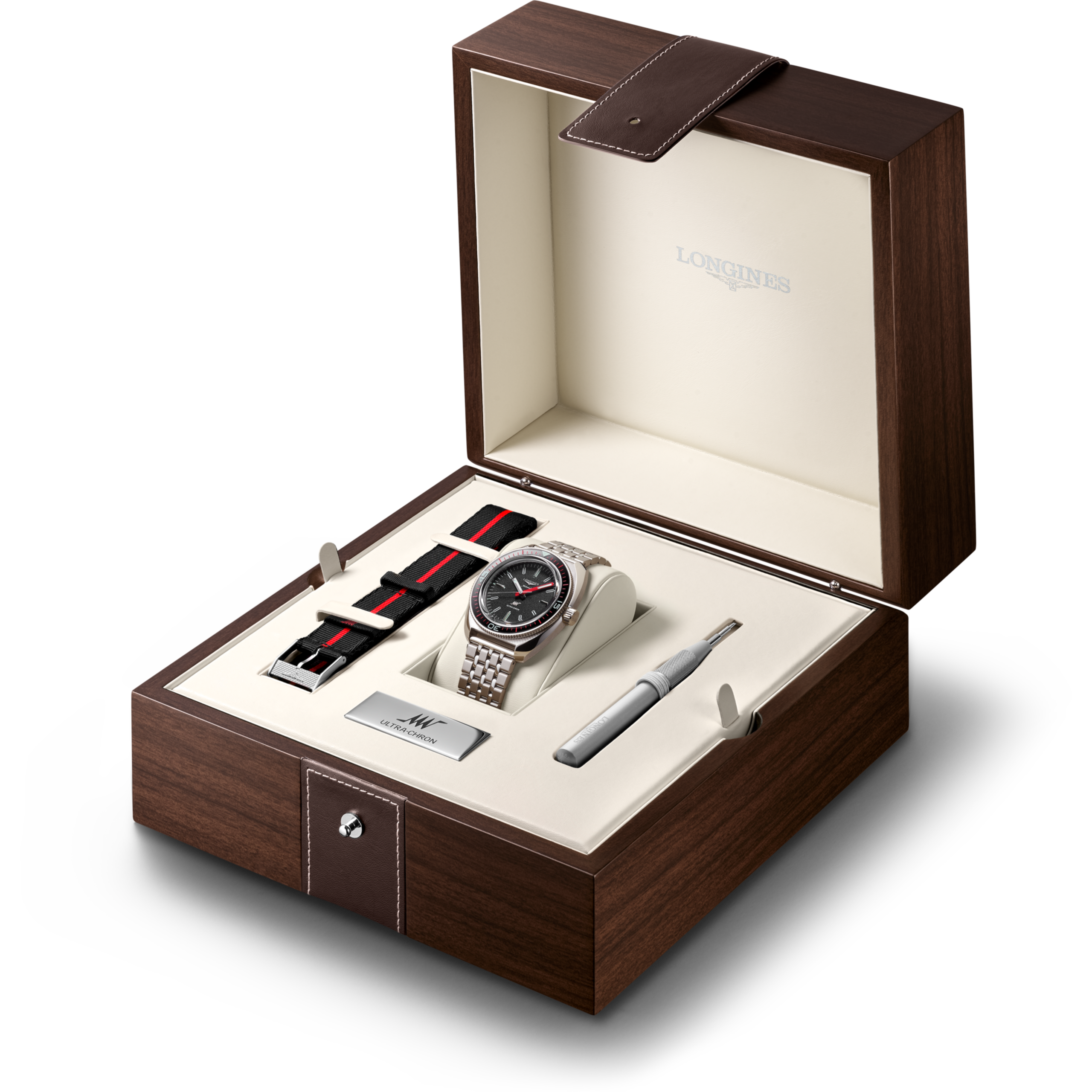 Longines ULTRA‑CHRON Automatic Stainless steel and sapphire Watch - L2.836.4.52.9